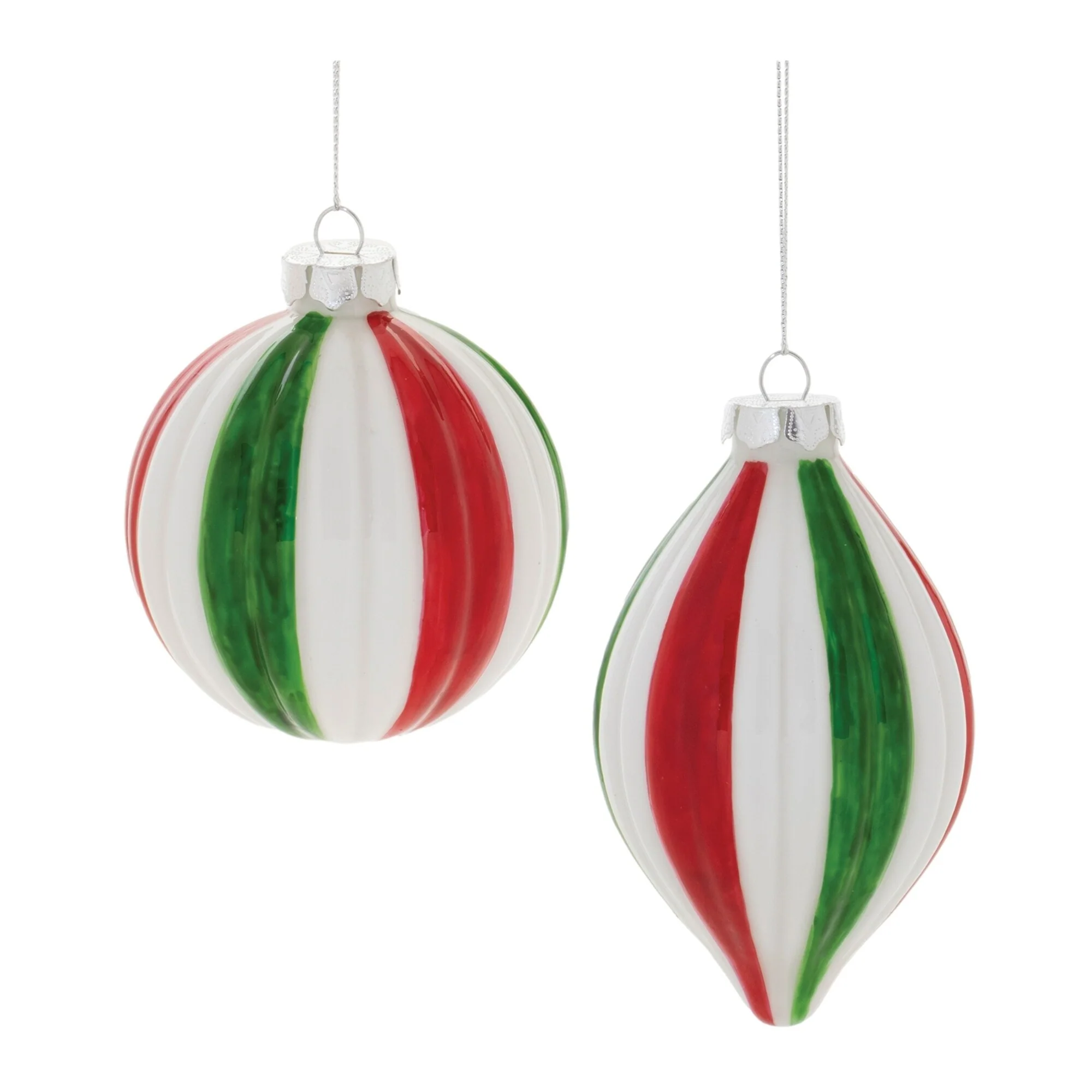 Ribbed Glass Christmas Ornaments - 4.75