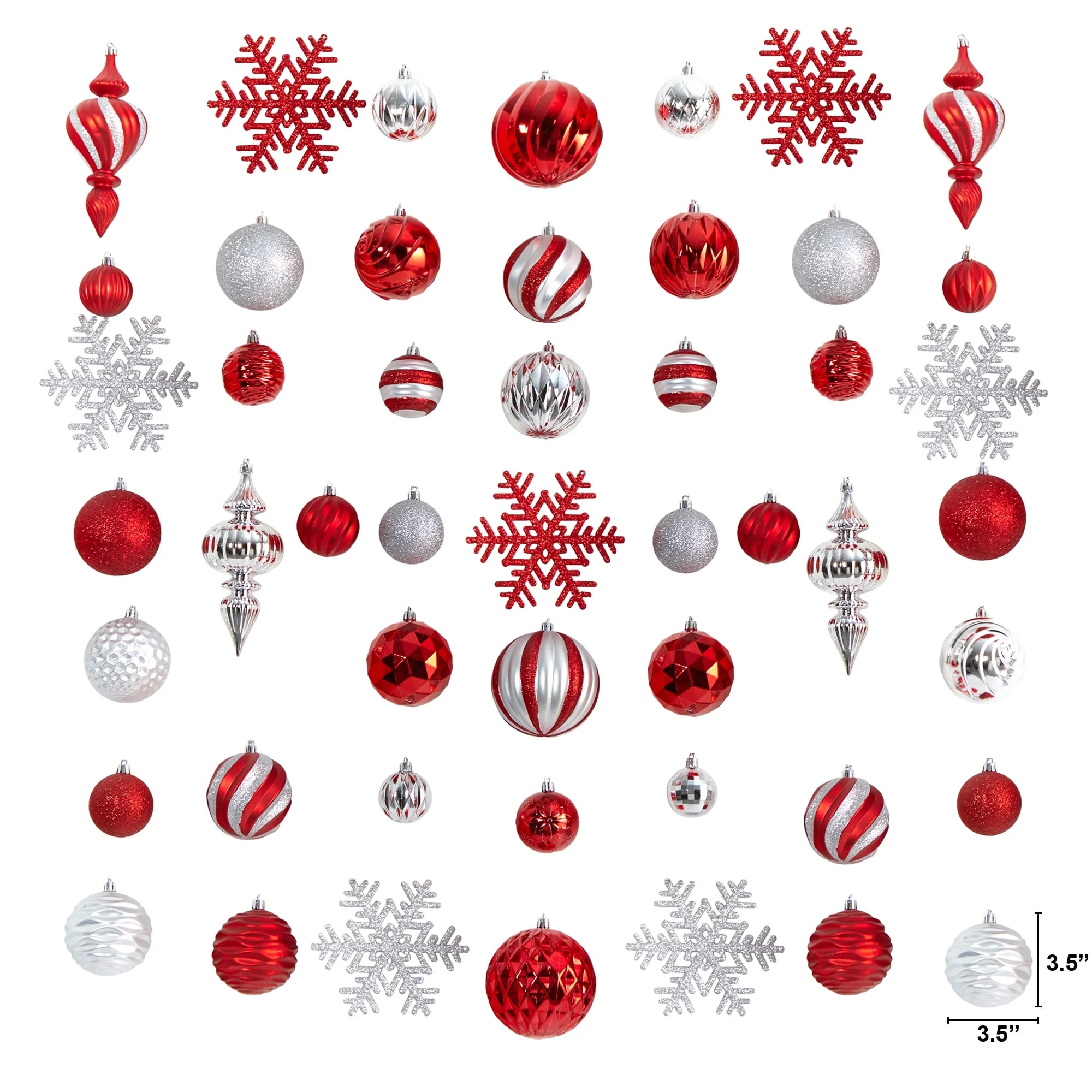 Holiday Deluxe Shatterproof 81 Count Christmas Tree Ornament Box Set - 3.5