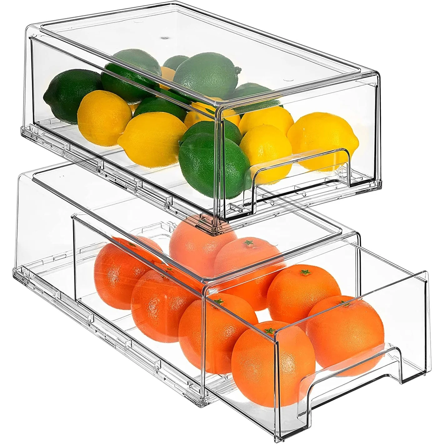Sorbus Fridge Drawers - Clear Stackable Pull Out Refrigerator Organizer Bins 2 Pack, Medium