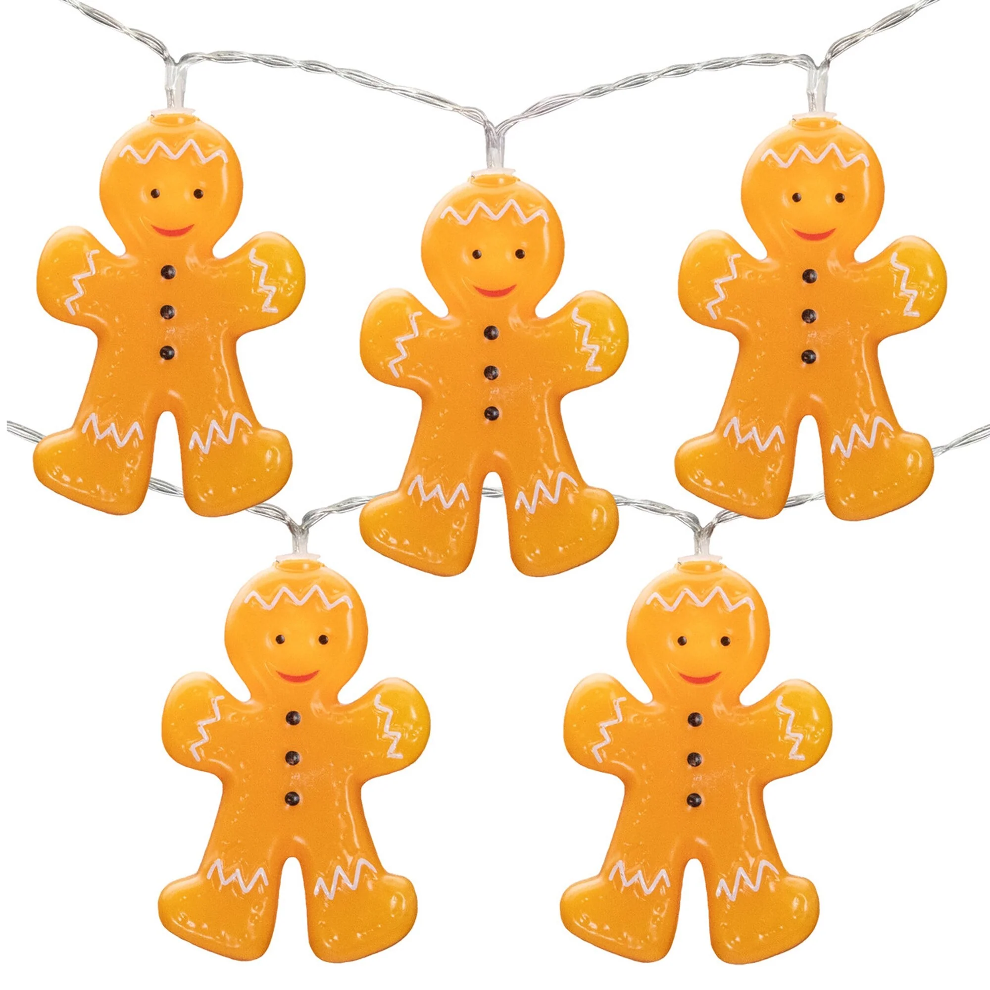 10ct LED Orange Gingerbread Men Christmas Fairy Lights 4ft Copper Wire
