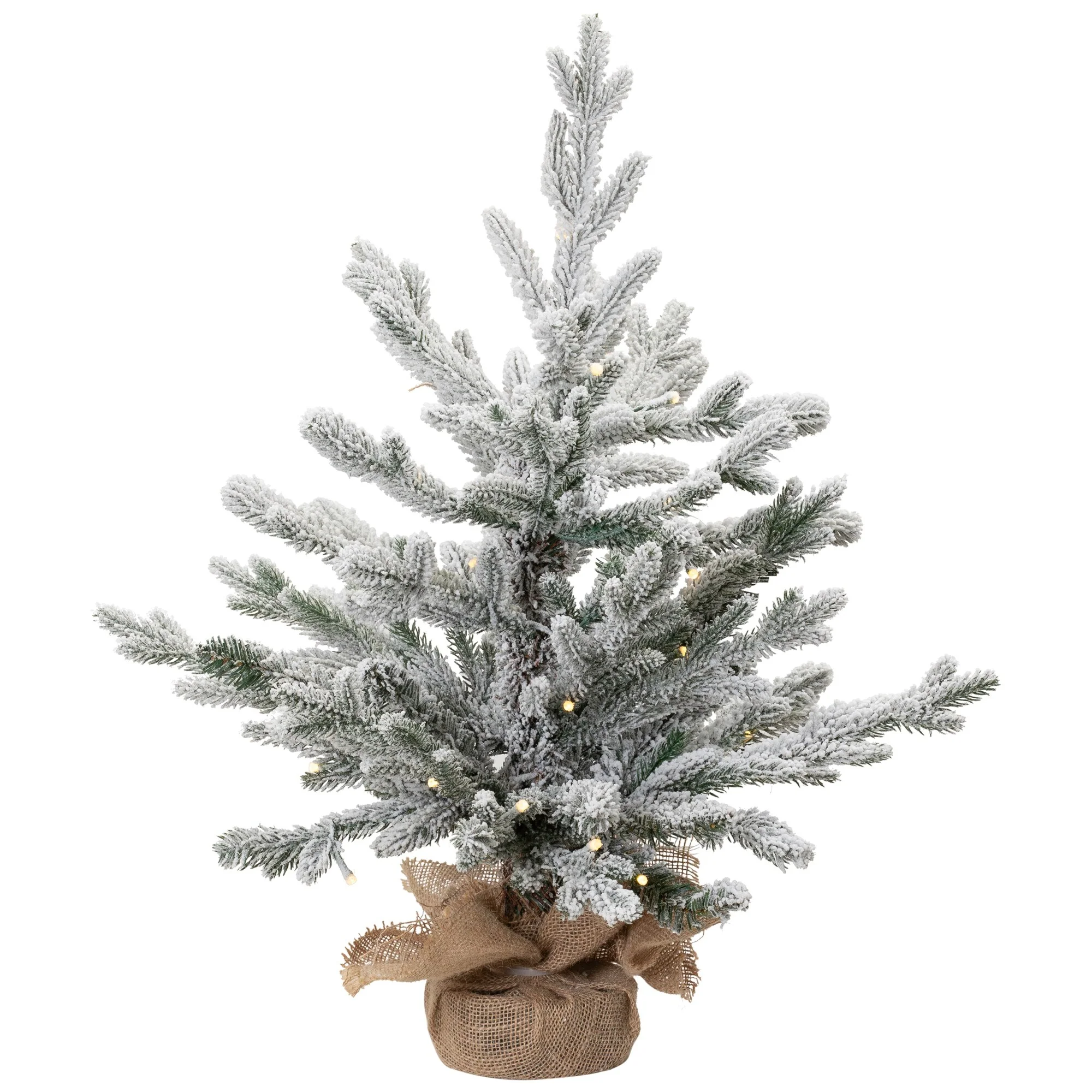 Real Touch™ Pre-Lit B/O Tamarack Pine Artificial Christmas Tree with Burlap - 2' Warm White LED - 2 Foot