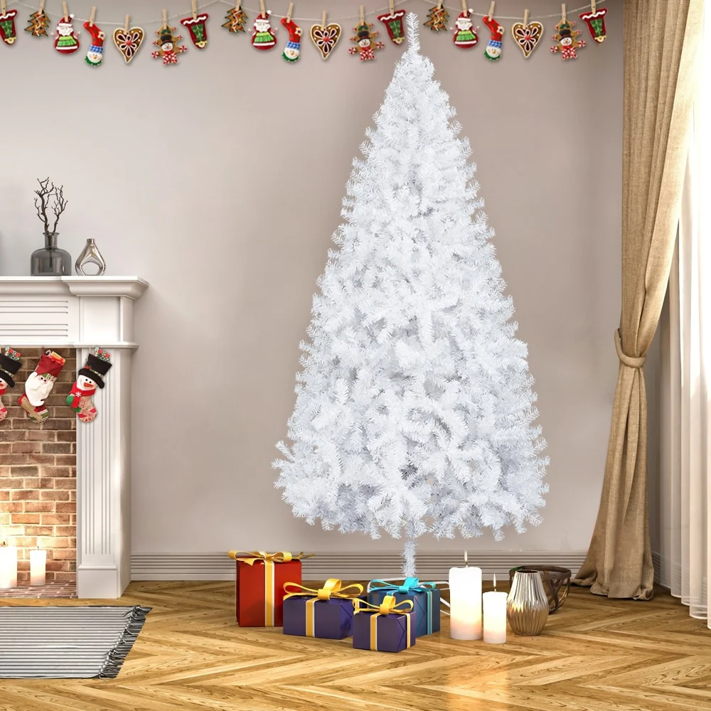 7FT Artificial White Christmas Tree with 950 Branches & Stand