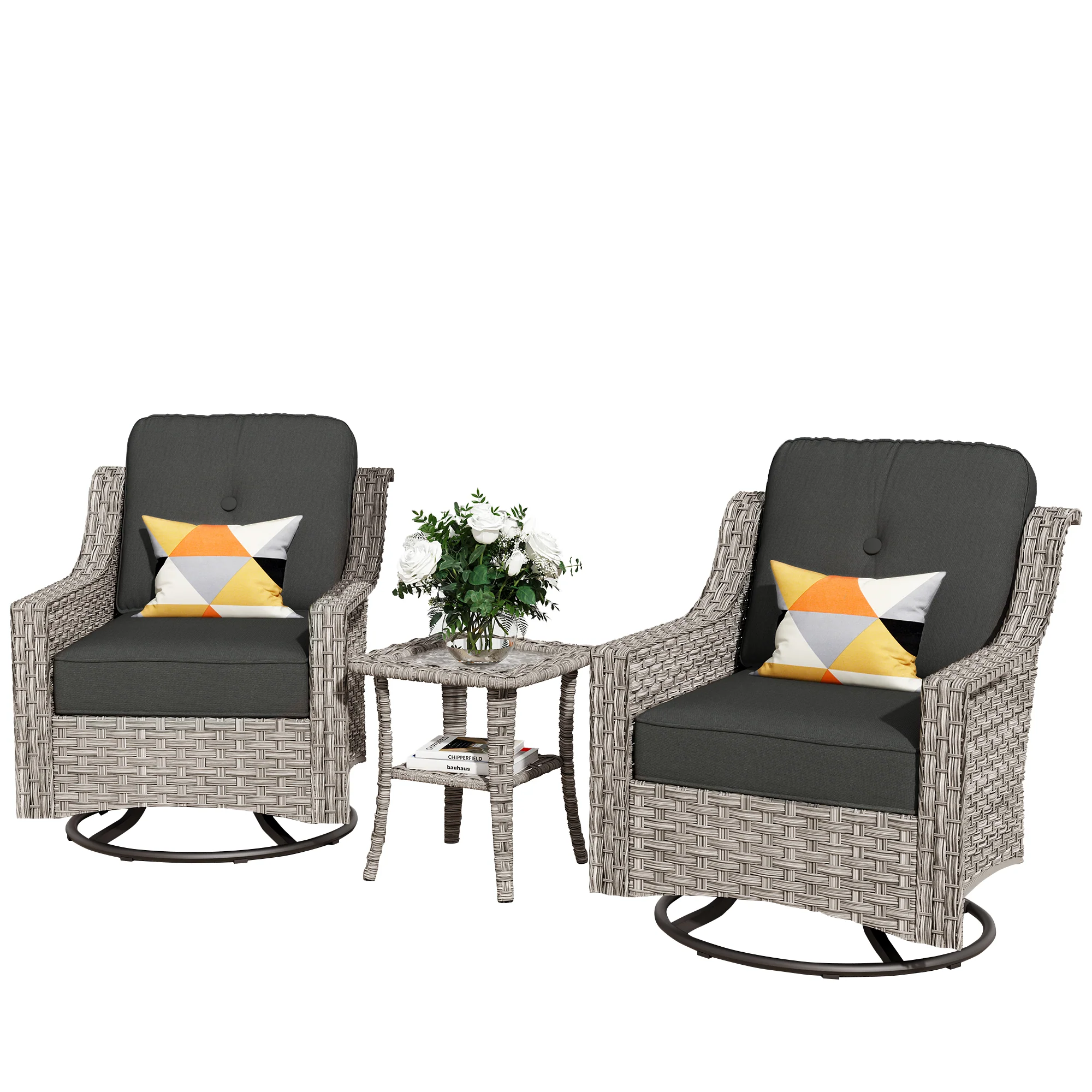 Ovios Conversation Set 3-Piece PAD Series,Swivel Chair