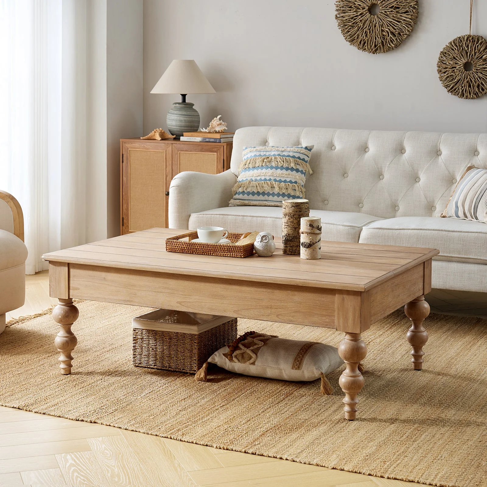 Cynthia Lift Top 4 Legs Ottoman Coffee Table with Storage