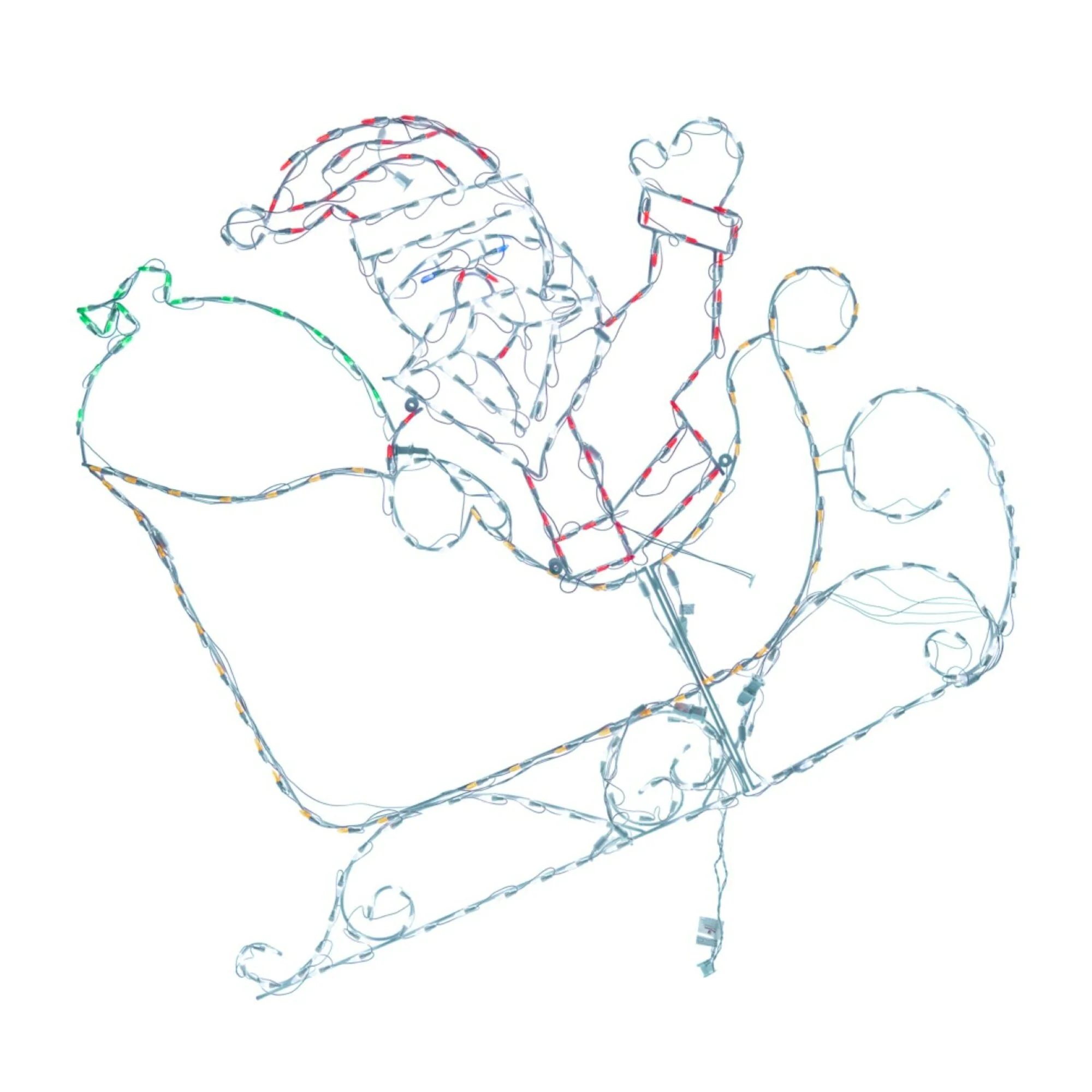 LED Lighted Santa in Sleigh Outdoor Christmas Decoration - 4.5' - White