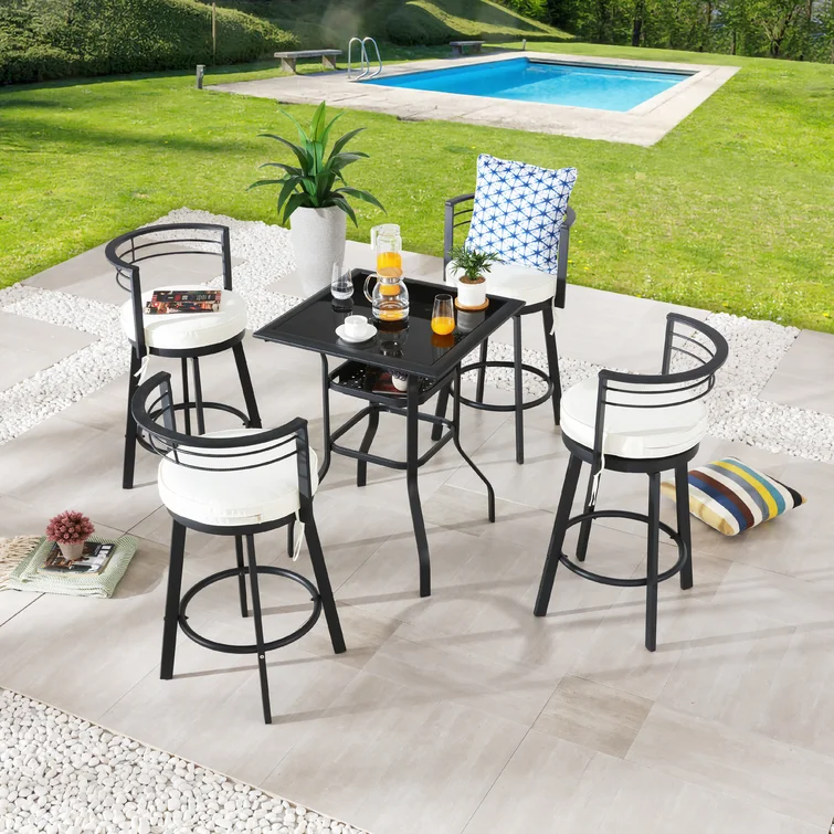 Jakerion Square 4 - Person Bar Height Dining Set with Cushions