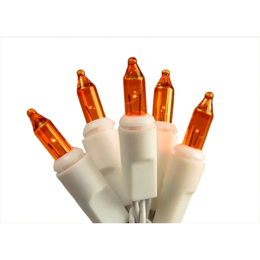 Set of 20 Battery Operated Orange Mini Christmas Lights - White Wire