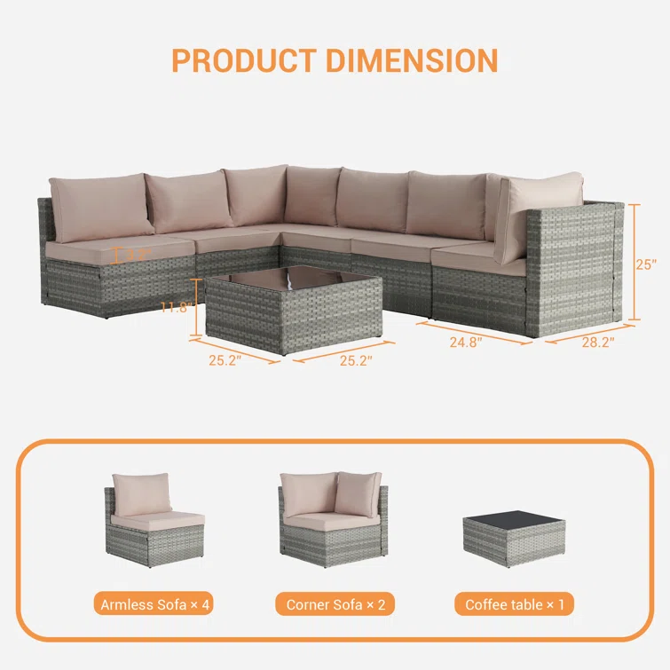 6 - Person Outdoor Seating Group with Cushions