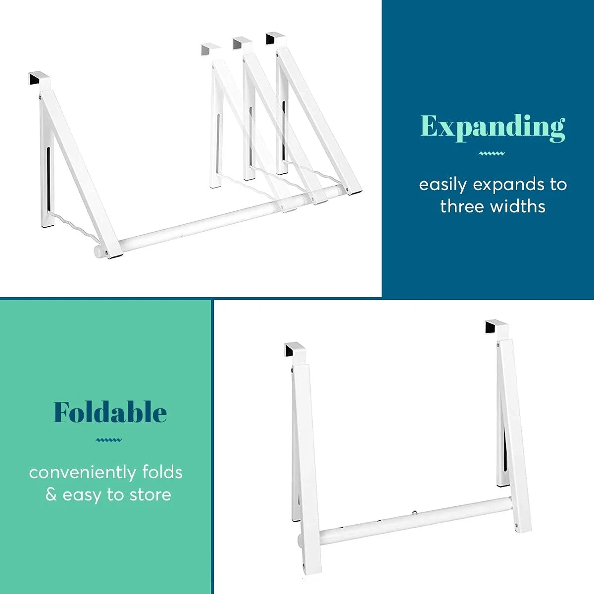 Over The Door Closet Valet -Expandable and Collapsible Hanging Rack Organizer Bracket, White