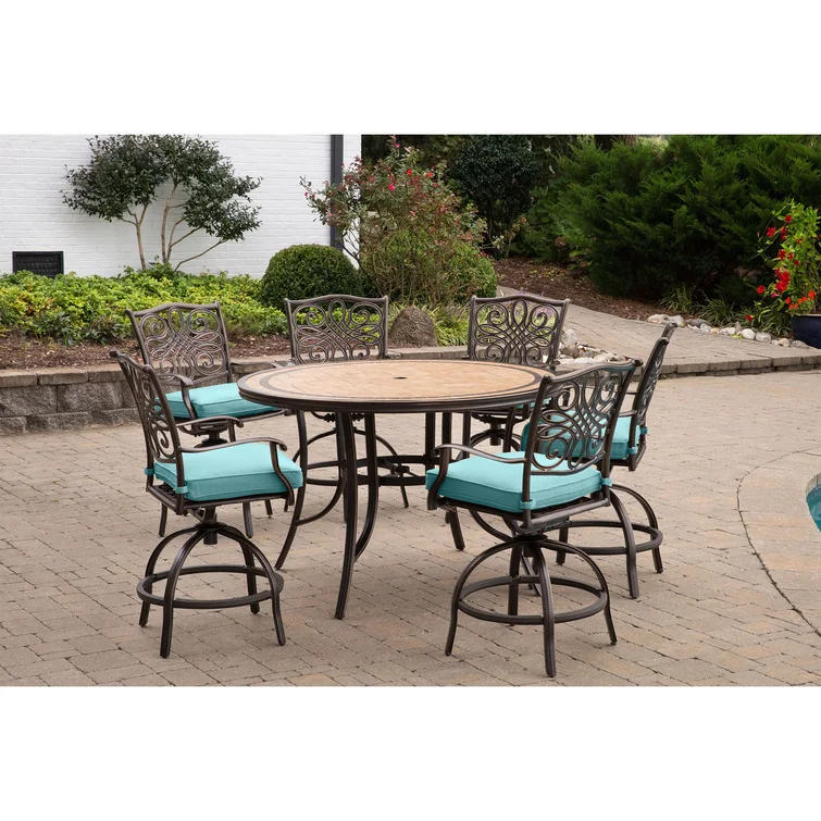 Alejando 6 - Person Round Outdoor Dining Set with Cushions