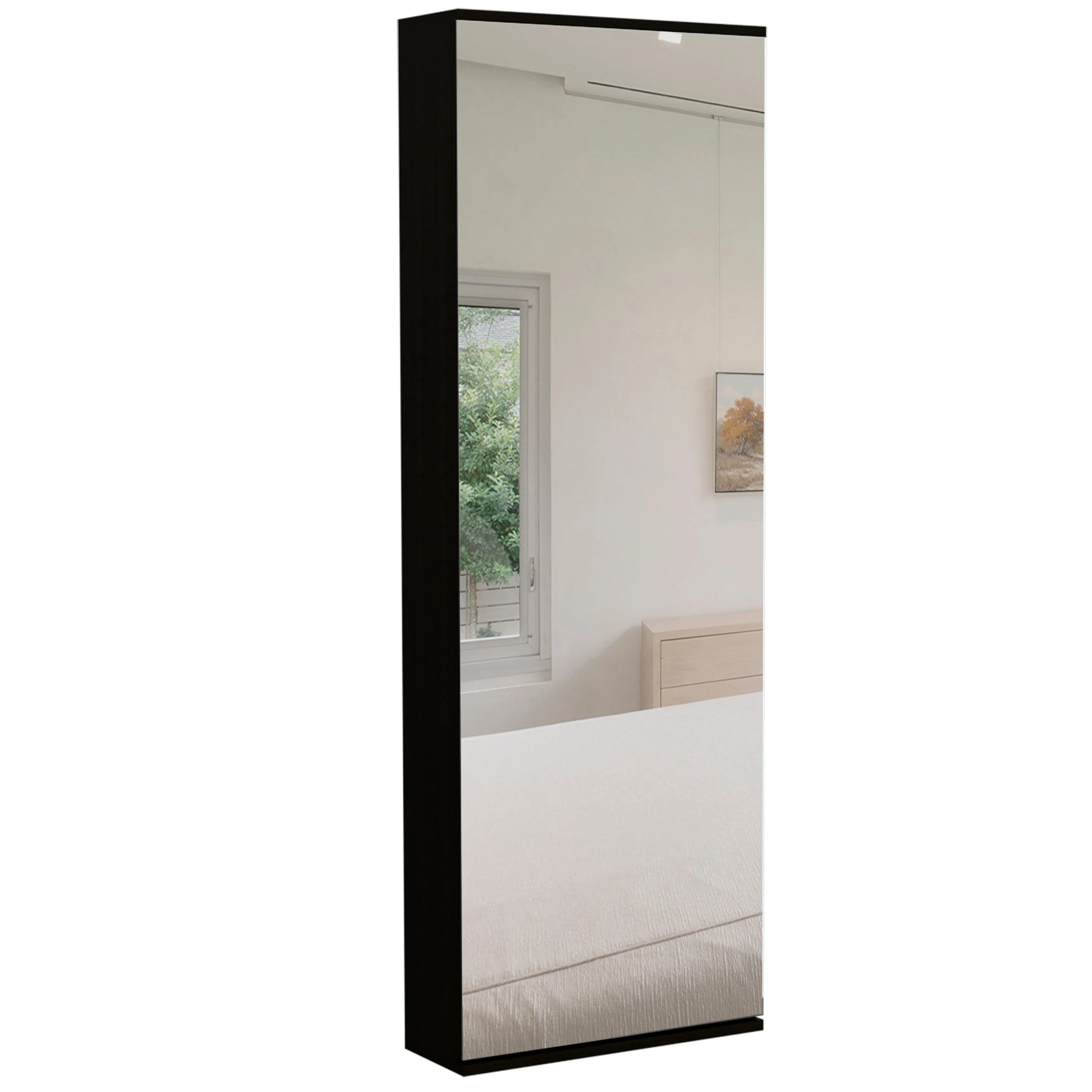 Leto Wall Mounted Shoe Rack With Mirror - N/A