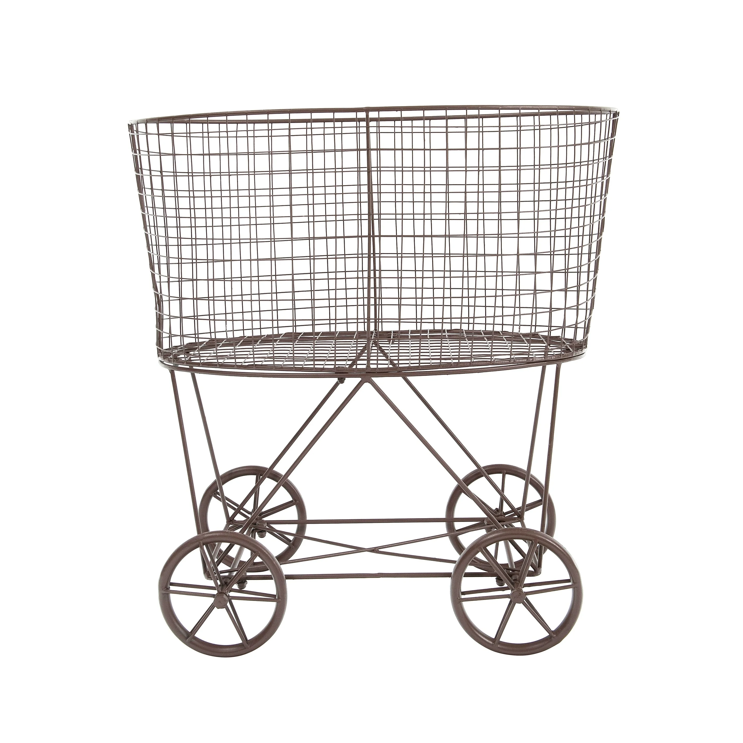 Metal Rolling Laundry Cart with Rack