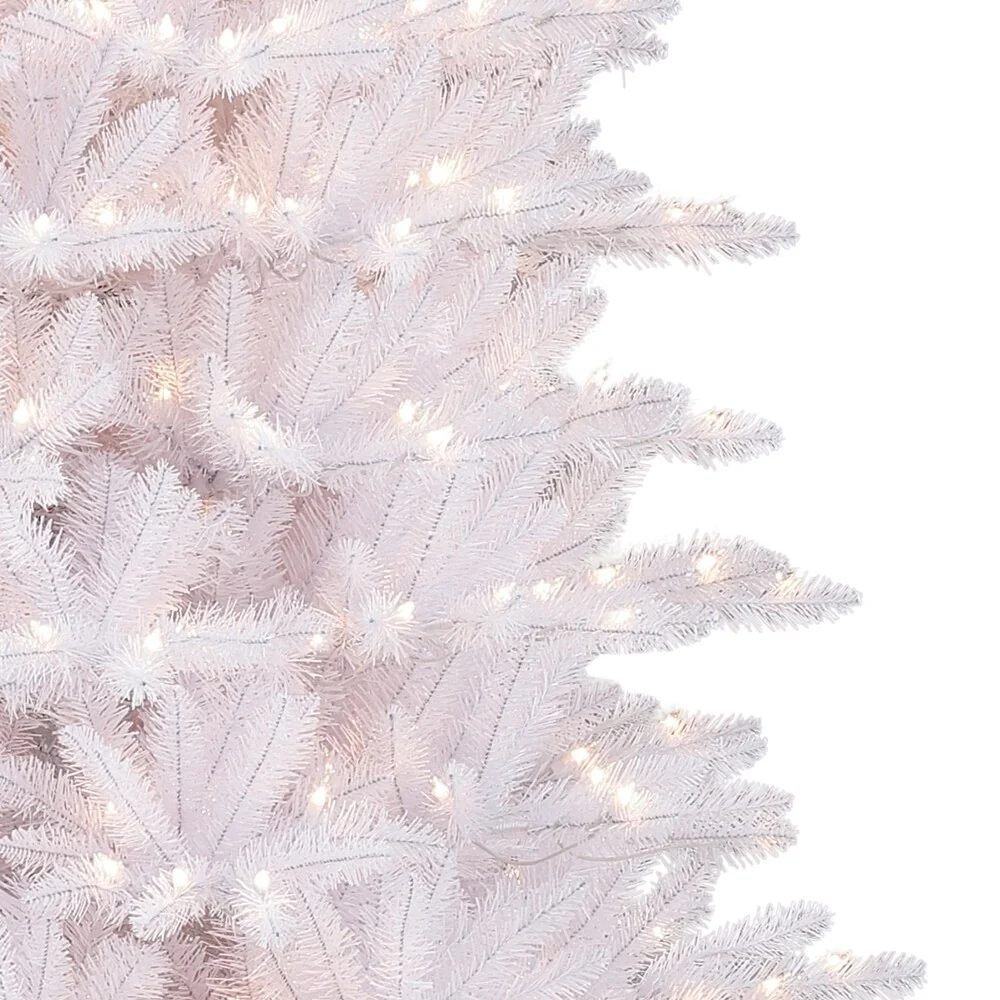 Puleo International 9 ' Pre-Lit White Slim Fraser Fir Artificial Christmas Tree