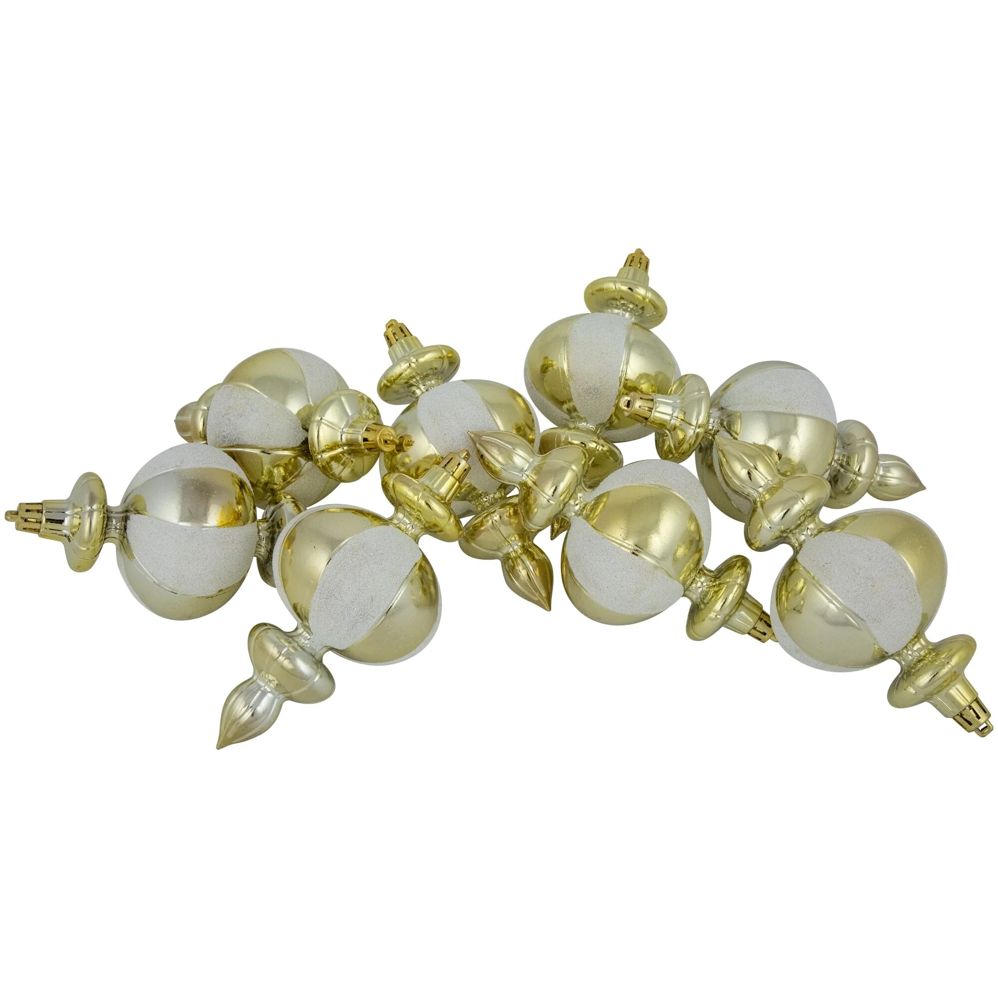 8ct Champagne Shiny Finish Shatterproof Finial Christmas Ornaments, 6