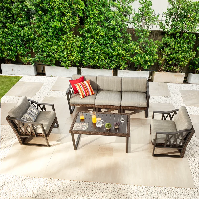 Moby 5 - Person Outdoor Seating Group with Cushions