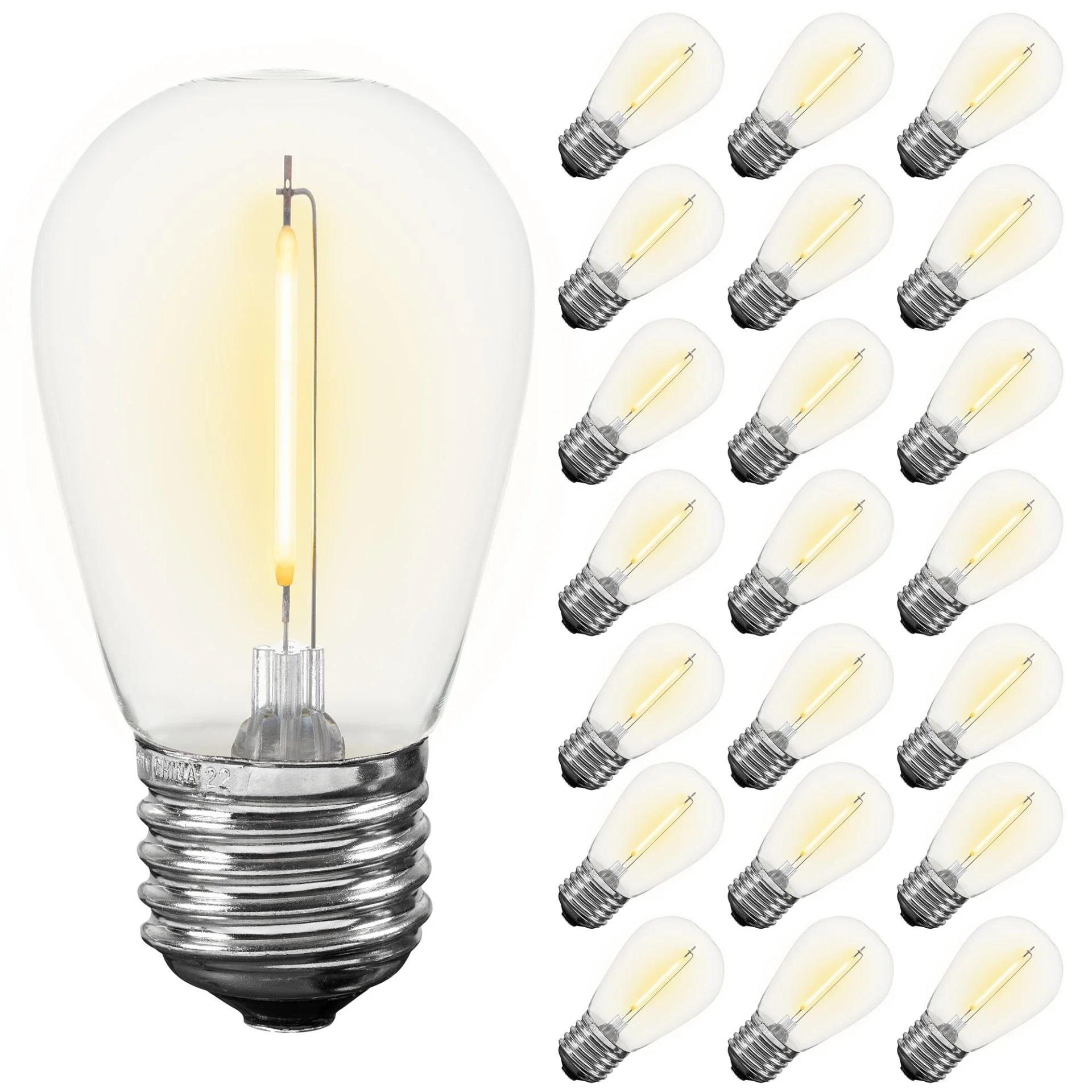 5 Pack LED S14 Plastic Outdoor Patio Edison Replacement Bulbs, E26 Base