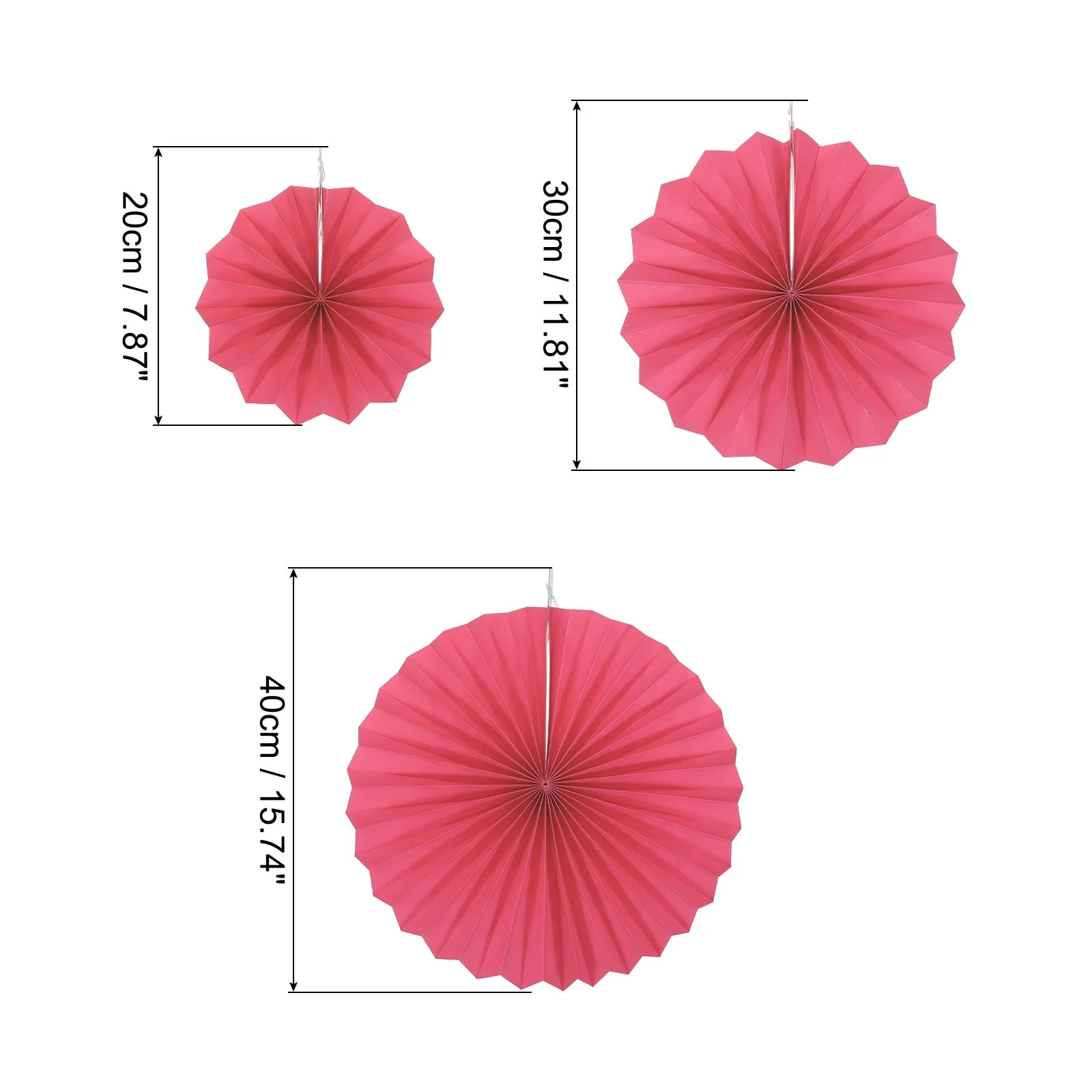 Hanging Paper Fans Party Set 12Pcs Decoration for Birthday,Wedding Rose Red - Rose Red