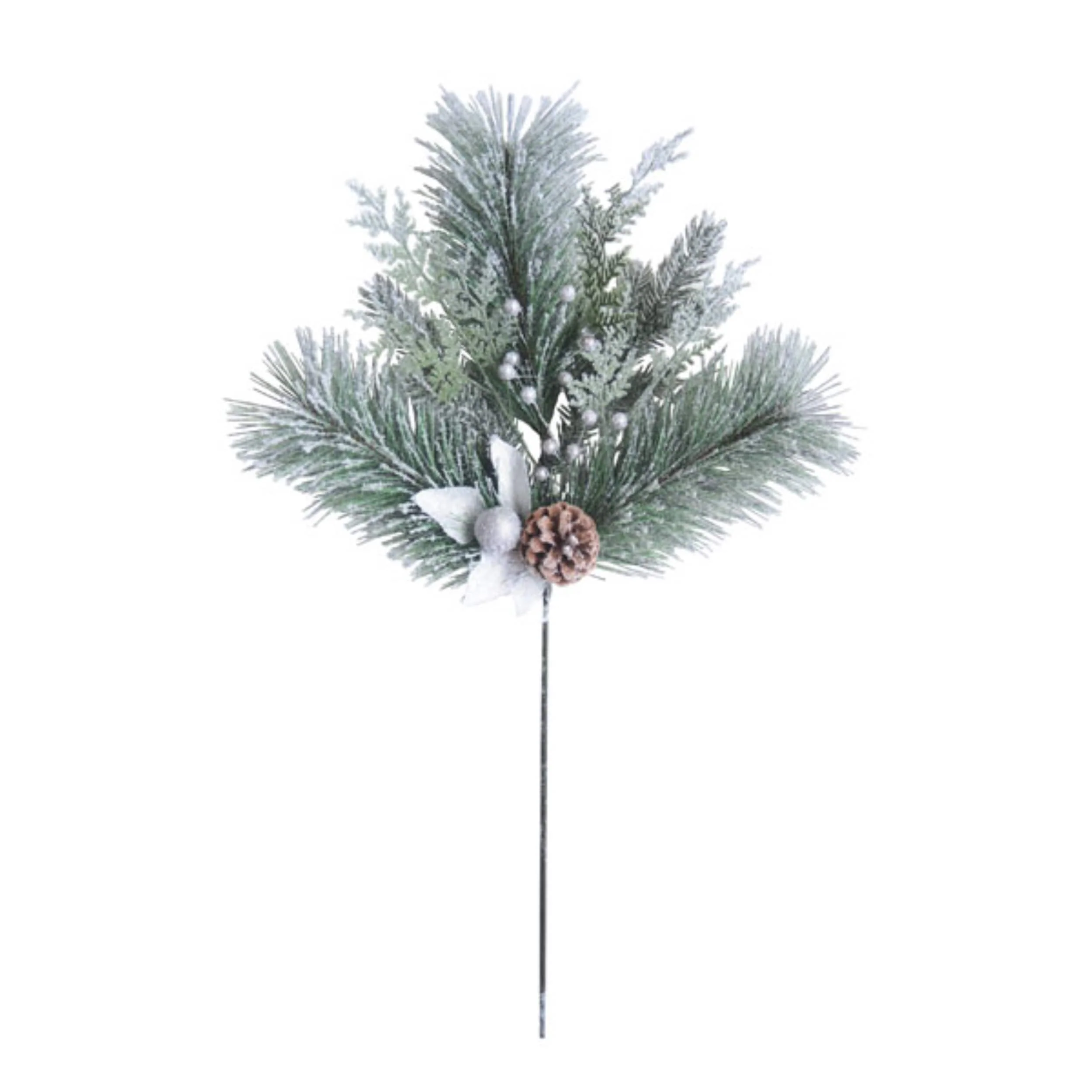 Transpac Natural Fiber 24 in. Green Christmas Snow Frosted Leaf Spray