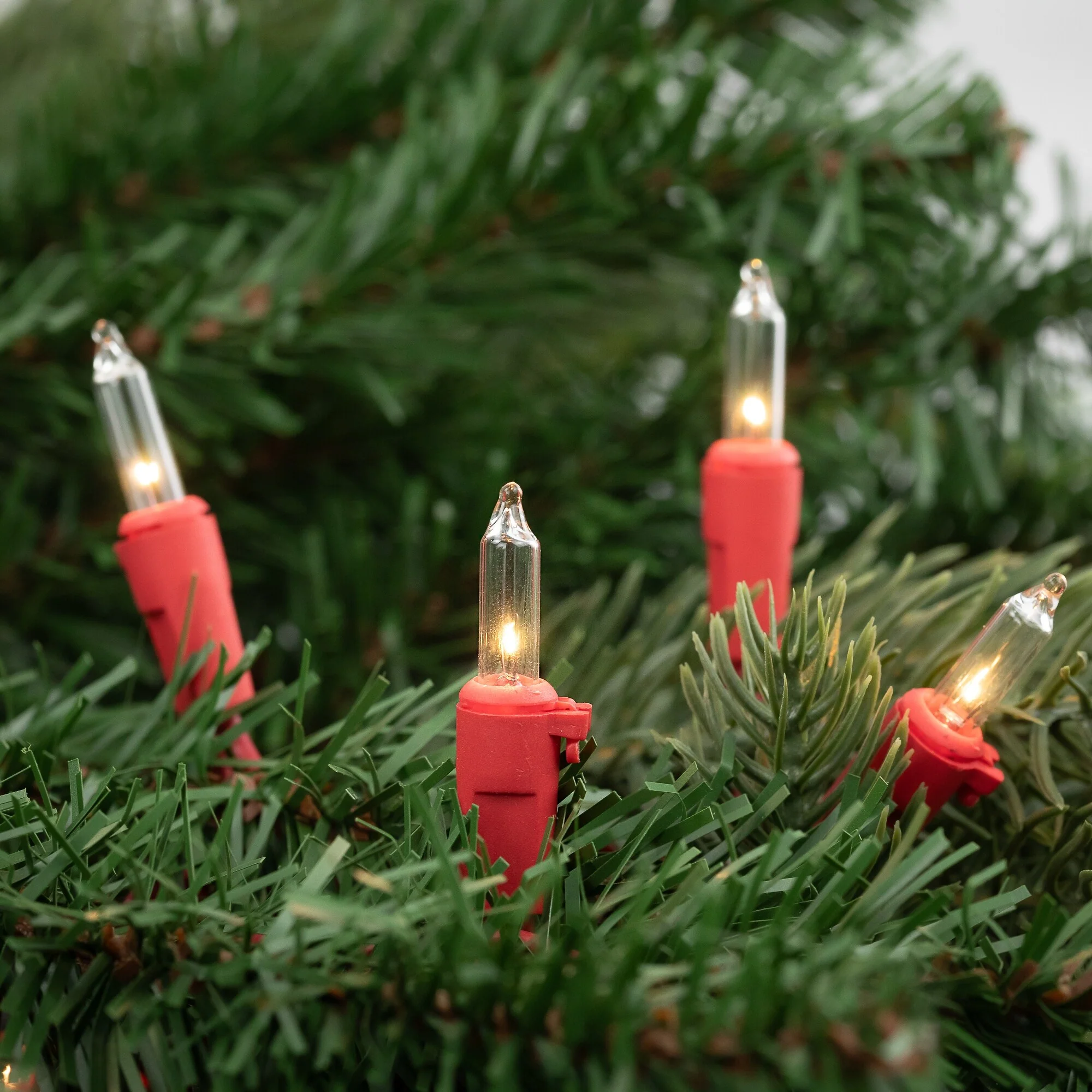 100ct Clear Mini Christmas Light Set - 20.25' Red Wire