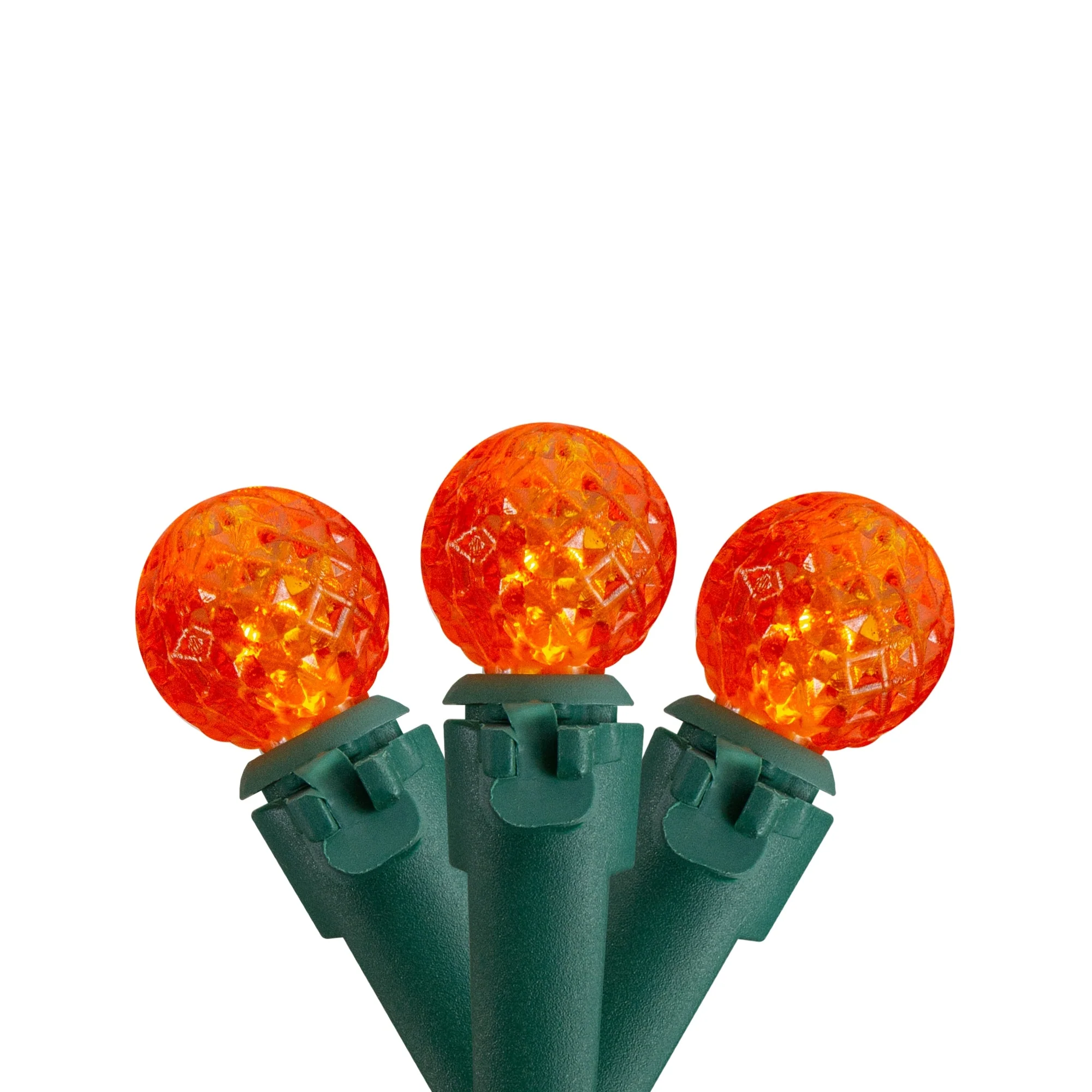 50 Count Orange LED G12 Berry Mini Christmas Lights - 15 ft Green Wire