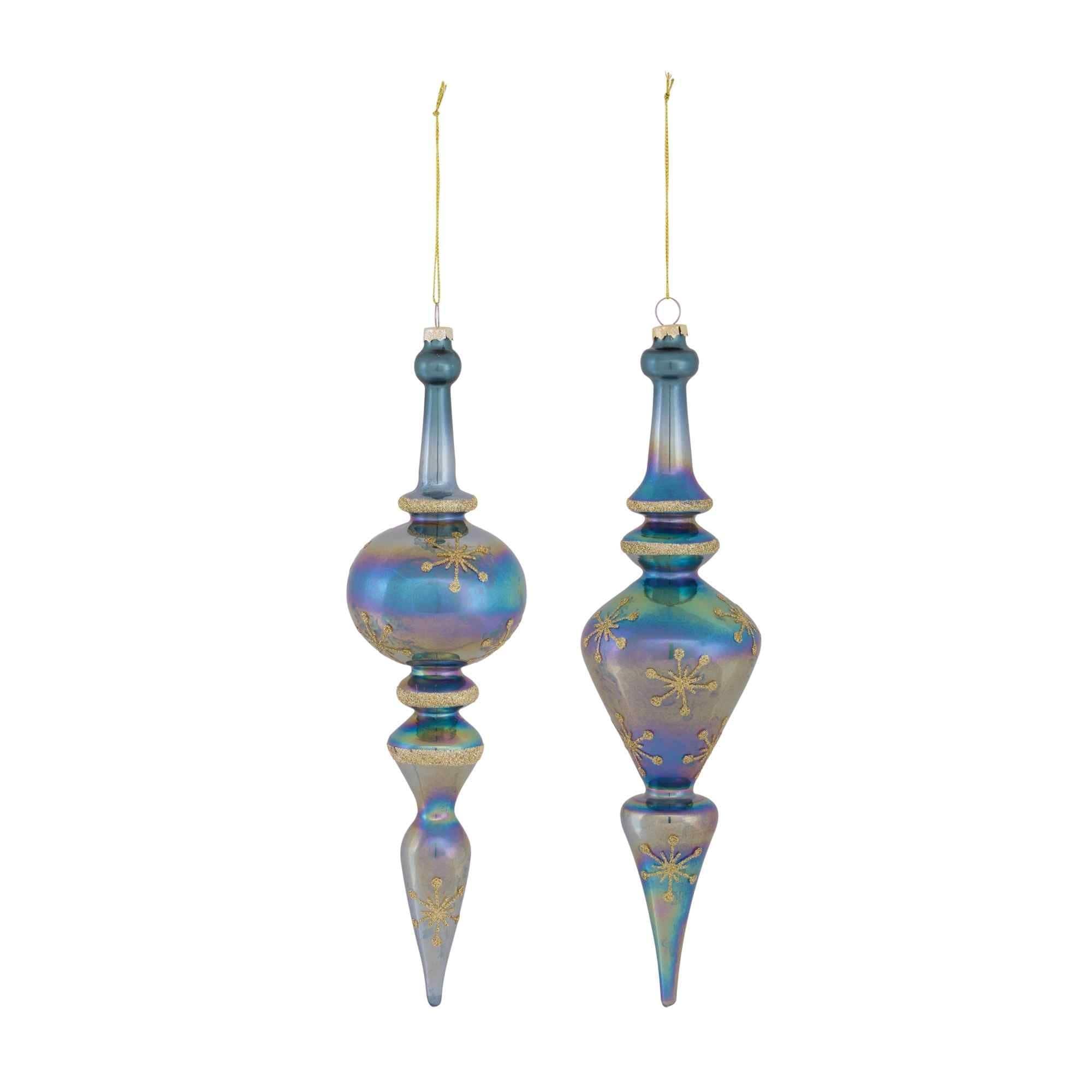 6ct Iridescent Glass Christmas Finial Drop Ornaments 12.25