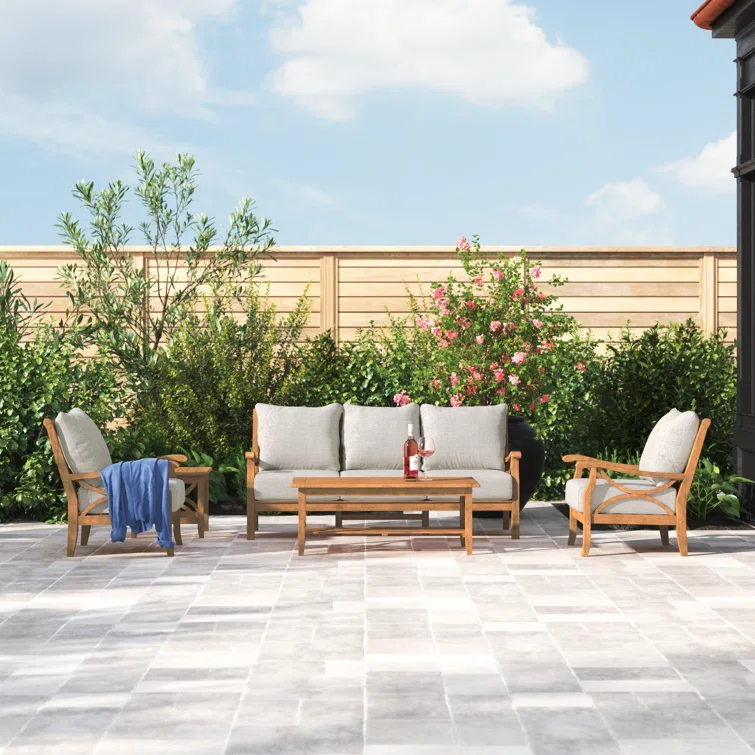 Brunswick Teak 5 - Person Outdoor Seating Group with Cushions
