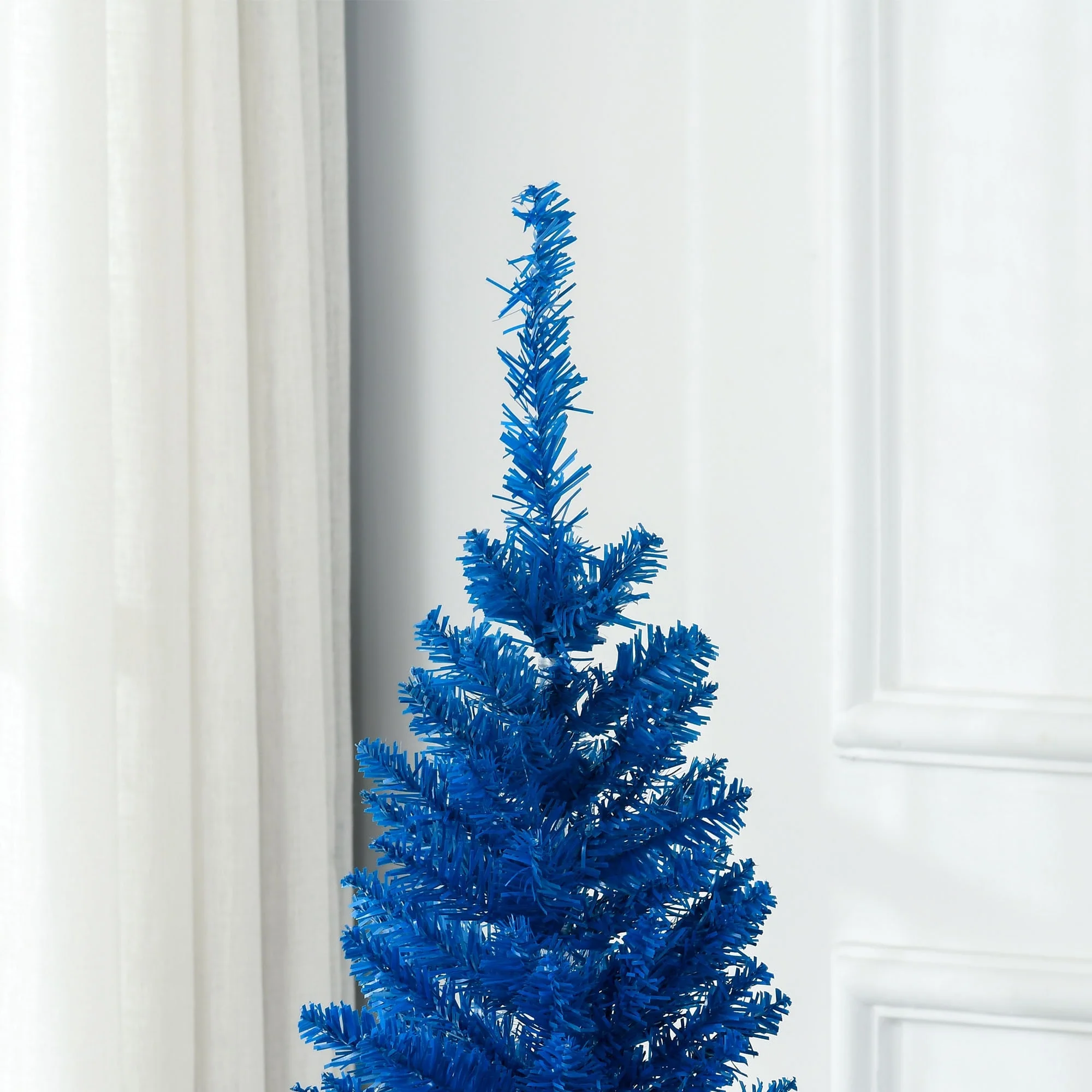 5' Blue Artificial Pencil Christmas Tree with 294 Realistic Branch Tips & Plastic Stand