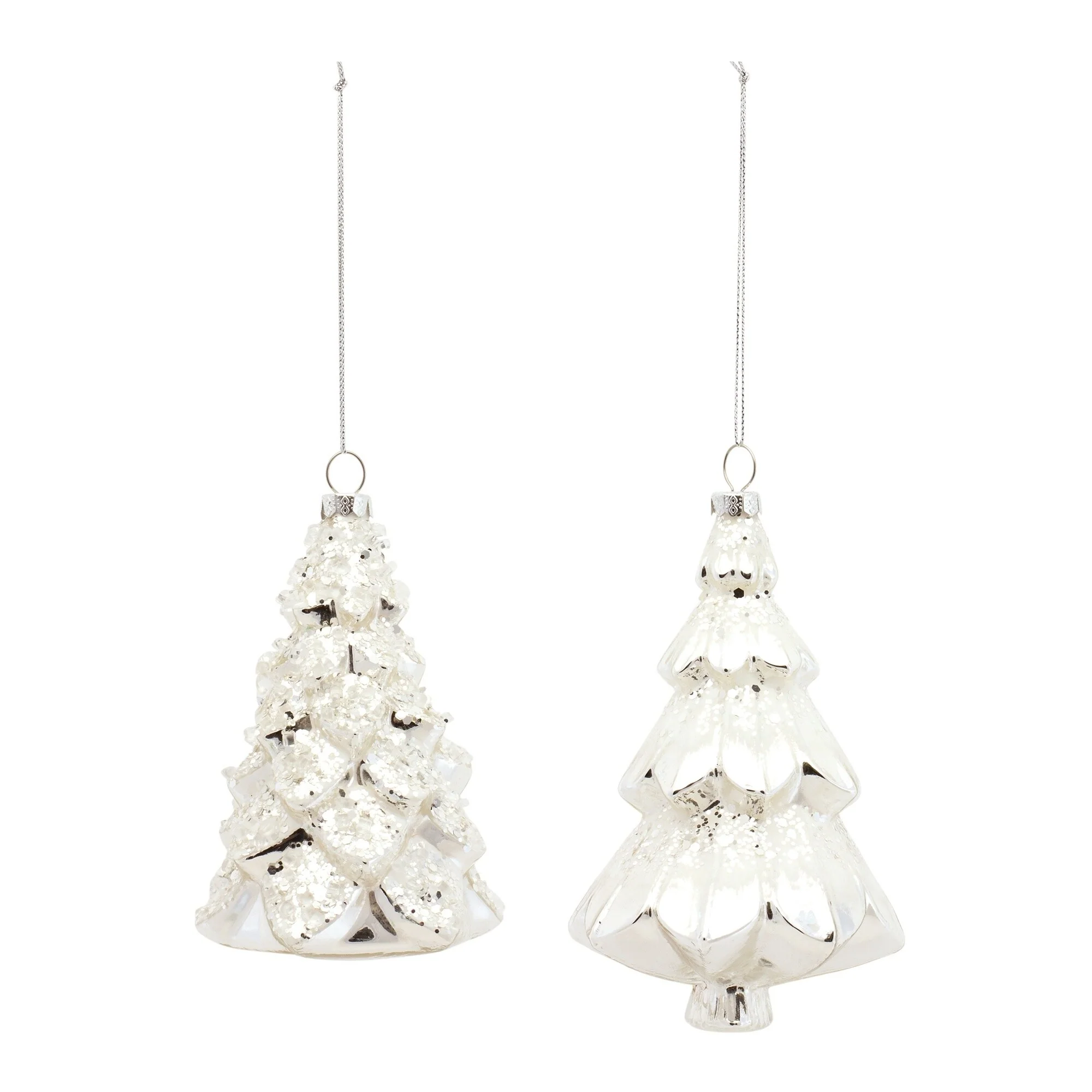 6ct Silver Glass Christmas Tree Ornaments 5.75