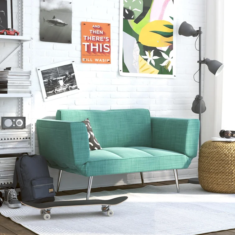 Leyla Twin 60'' Upholstered Tight Back Convertible Sofa