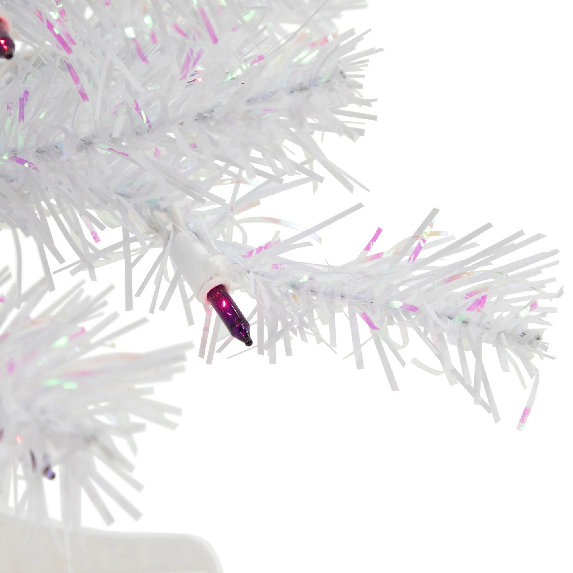 2' Rockport White Pine Artificial Christmas Tree, Purple Lights - 2 Foot