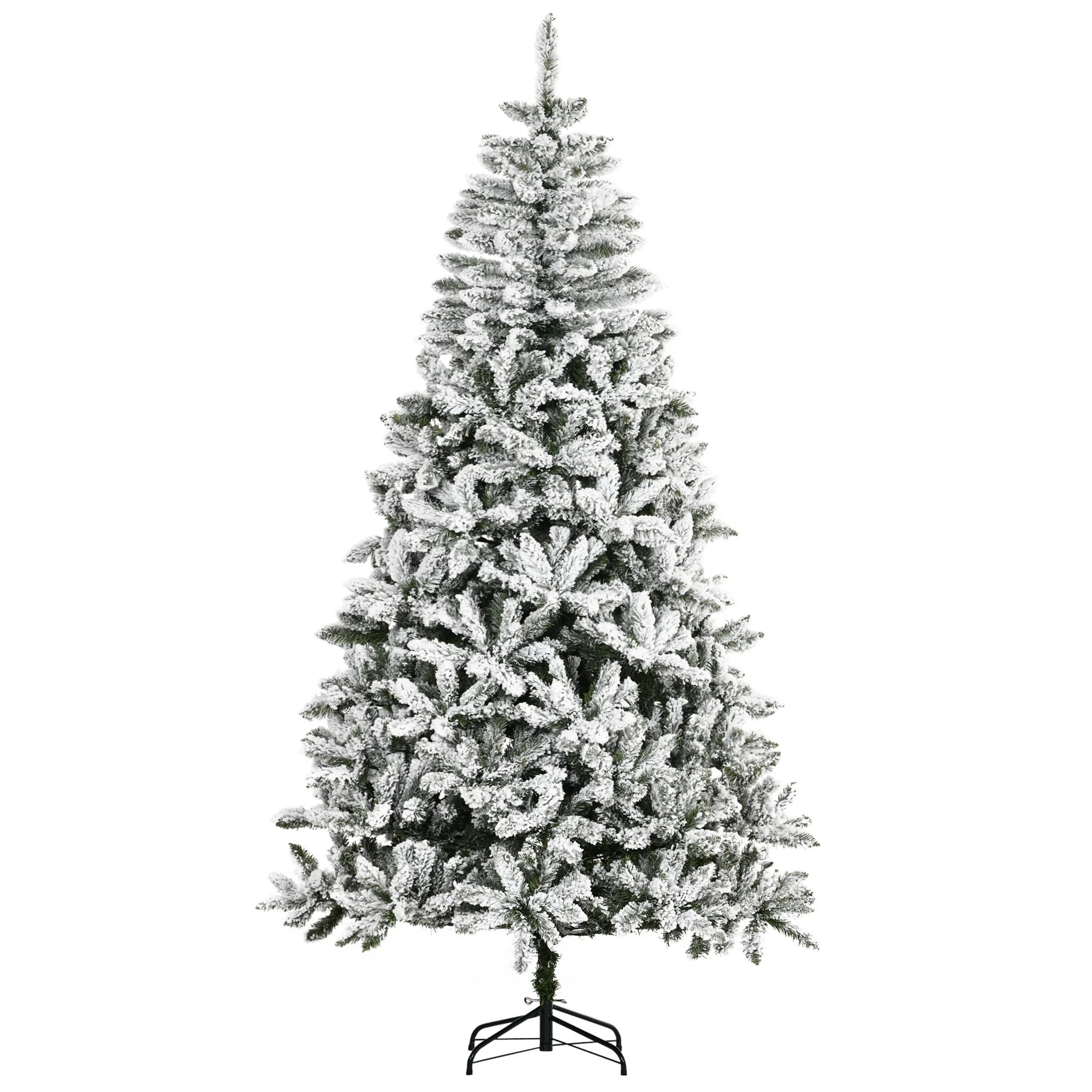 7.5' Tall Realistic Snow Flocked Pine Christmas Tree, Unlit, Perfect for Holiday Decorations