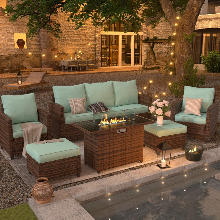 Rikuto 5 - Person Outdoor Seating Group with Cushions