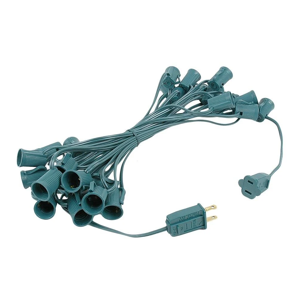 25 Foot C7 Outdoor Patio Christmas Stringer, C7/E12 Base, 12