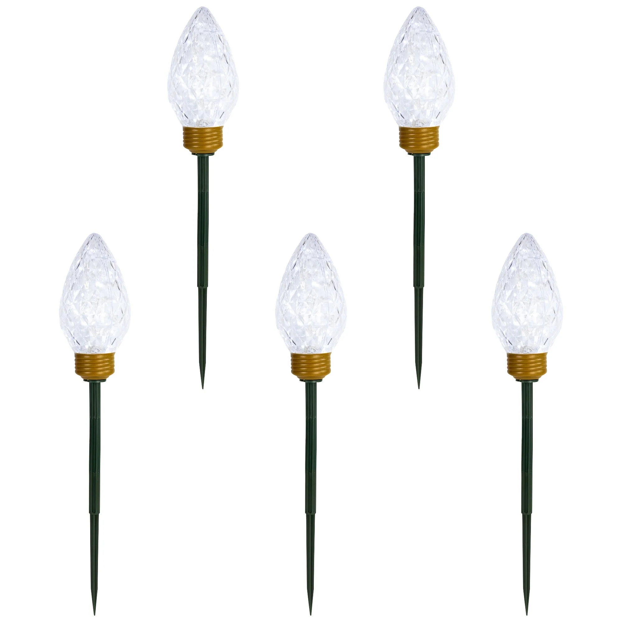 LED Lighted C9 Style Christmas Pathway Lawn Stakes - 8'- Clear - 5ct