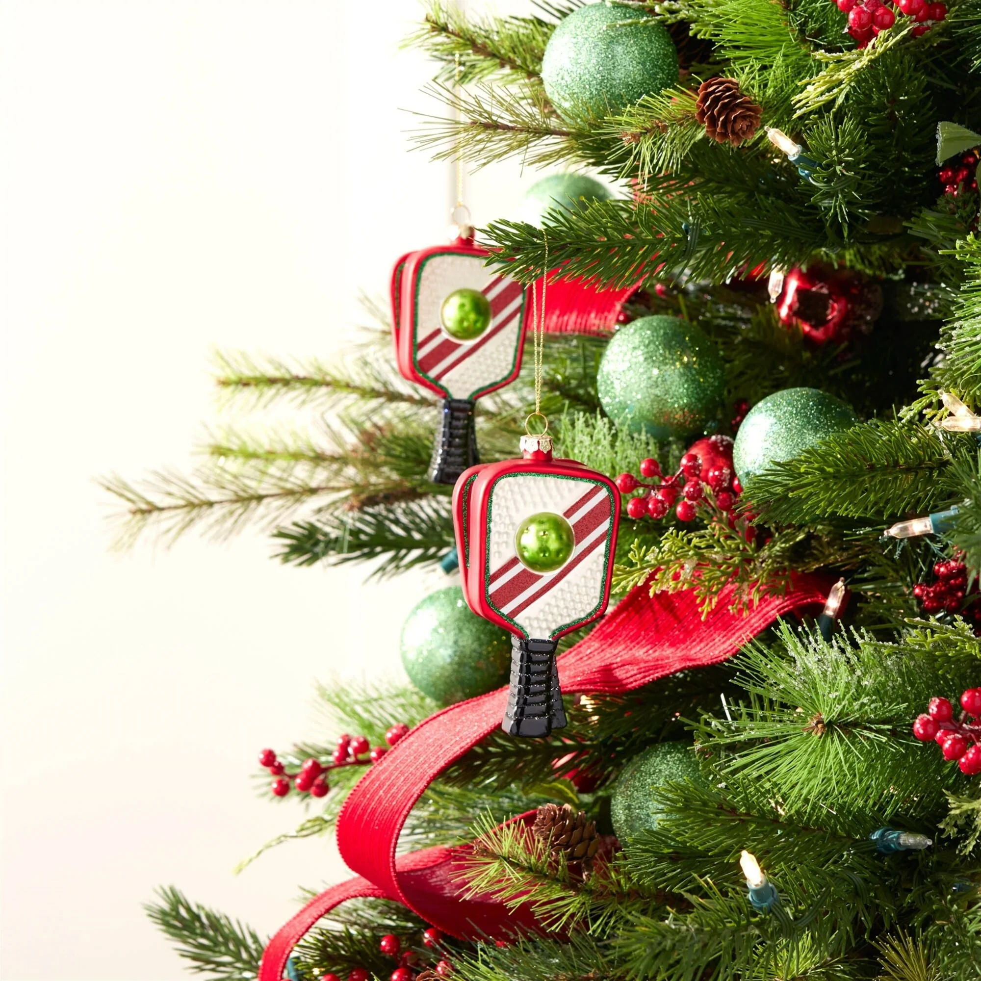Pickleball Racket Glass Christmas Ornaments - 5