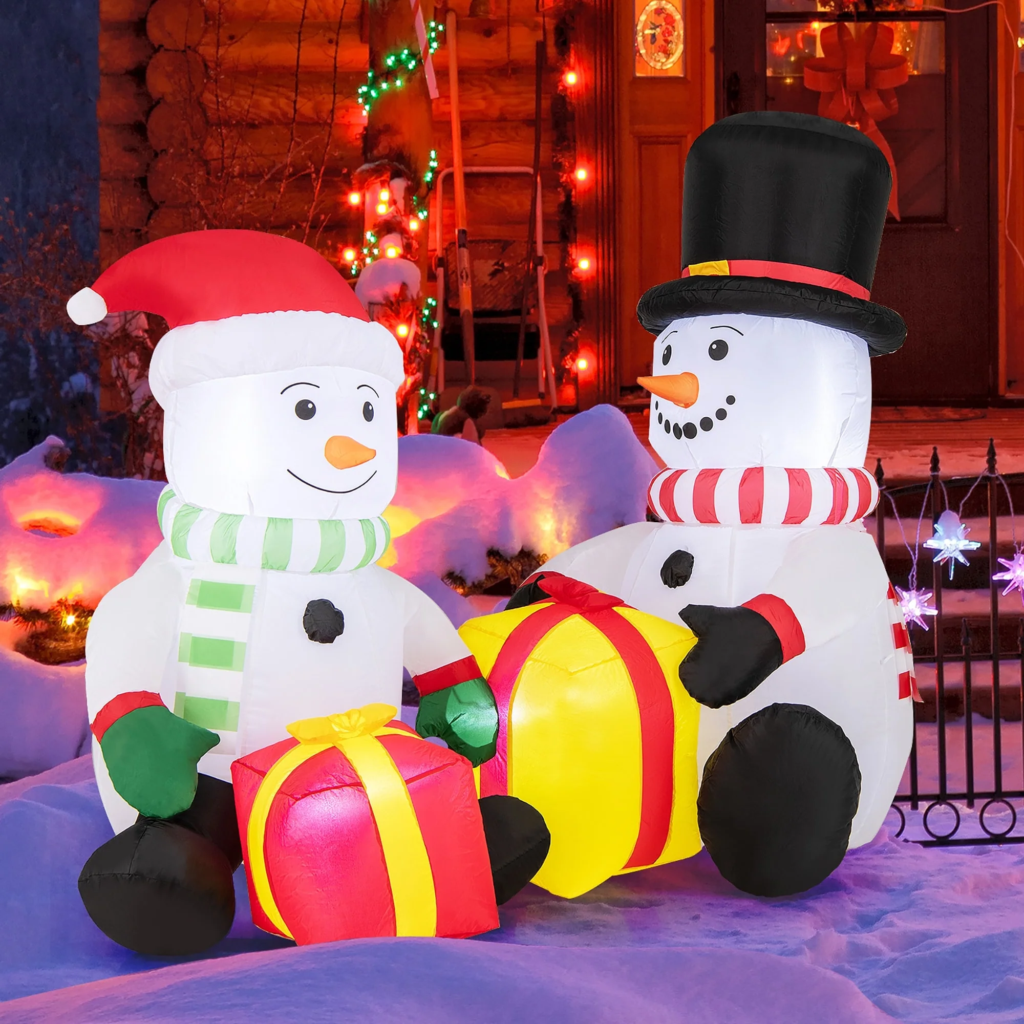 Gymax 5FT Long Christmas Inflatables LED Lighted Xmas Double - See Details