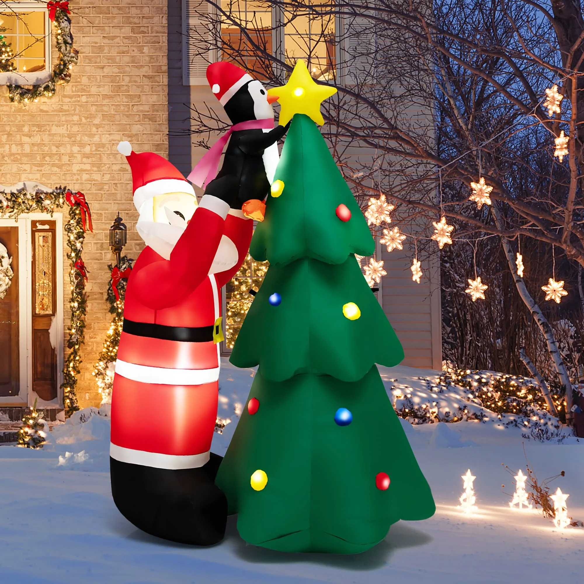 Costway 6 FT Inflatable Christmas Tree & Santa Claus w/ LEDs & Air - See Details