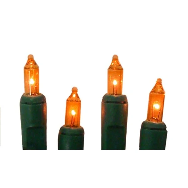 Set of 20 Battery Operated Orange Mini Christmas Lights - Green Wire
