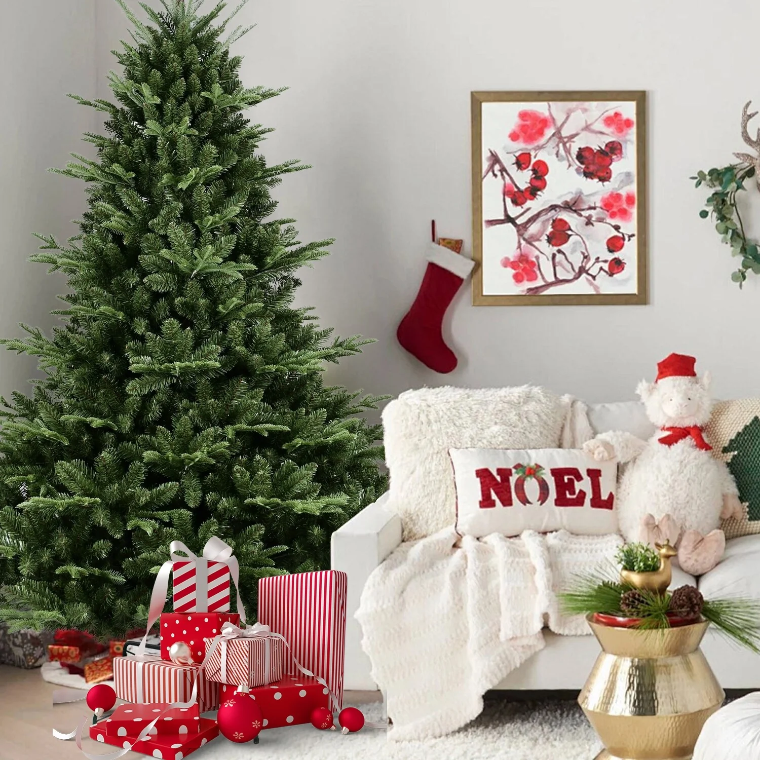 8FT Artificial Douglas Fir Christmas Tree, Easy Assembly, Natural Look