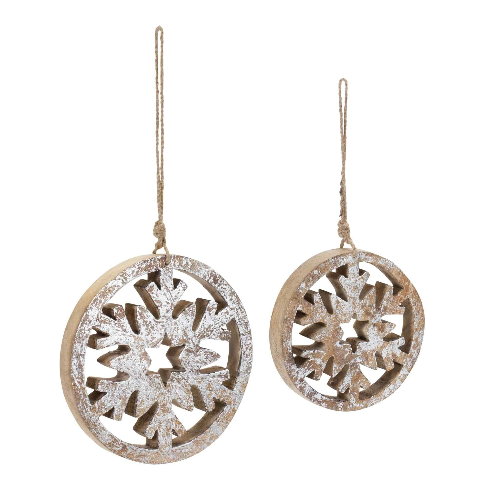 Club 12 White Brown Cut Out Snowflake Christmas Disc Ornaments 8