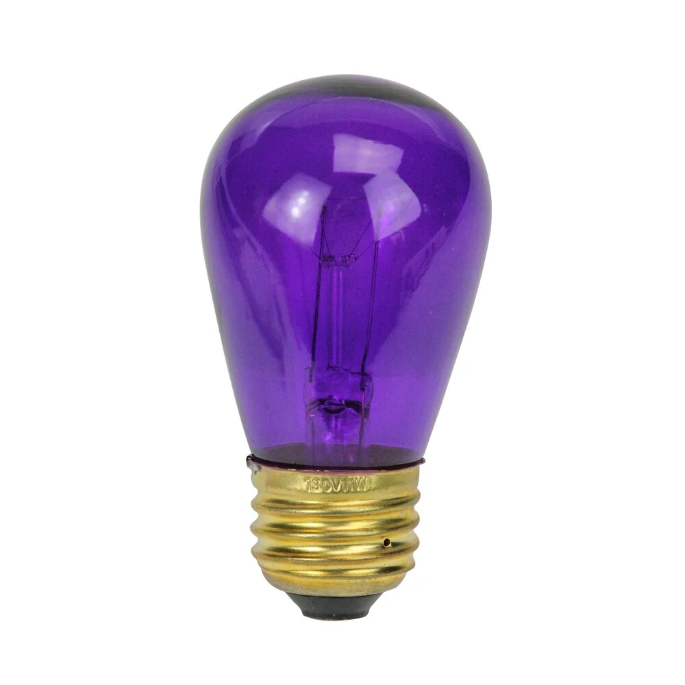 Pack of 25 Incandescent S14 Purple Christmas Replacement Bulbs