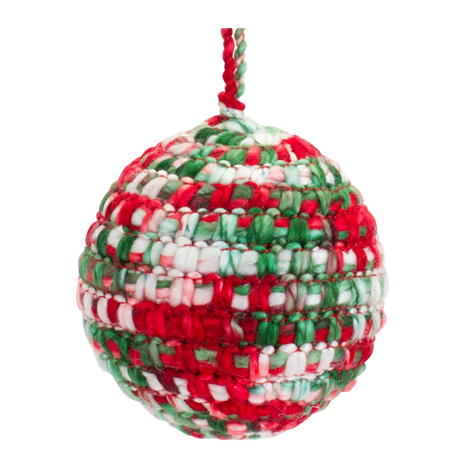 4ct Multicolor Knitted Christmas Ball Ornaments 3.75