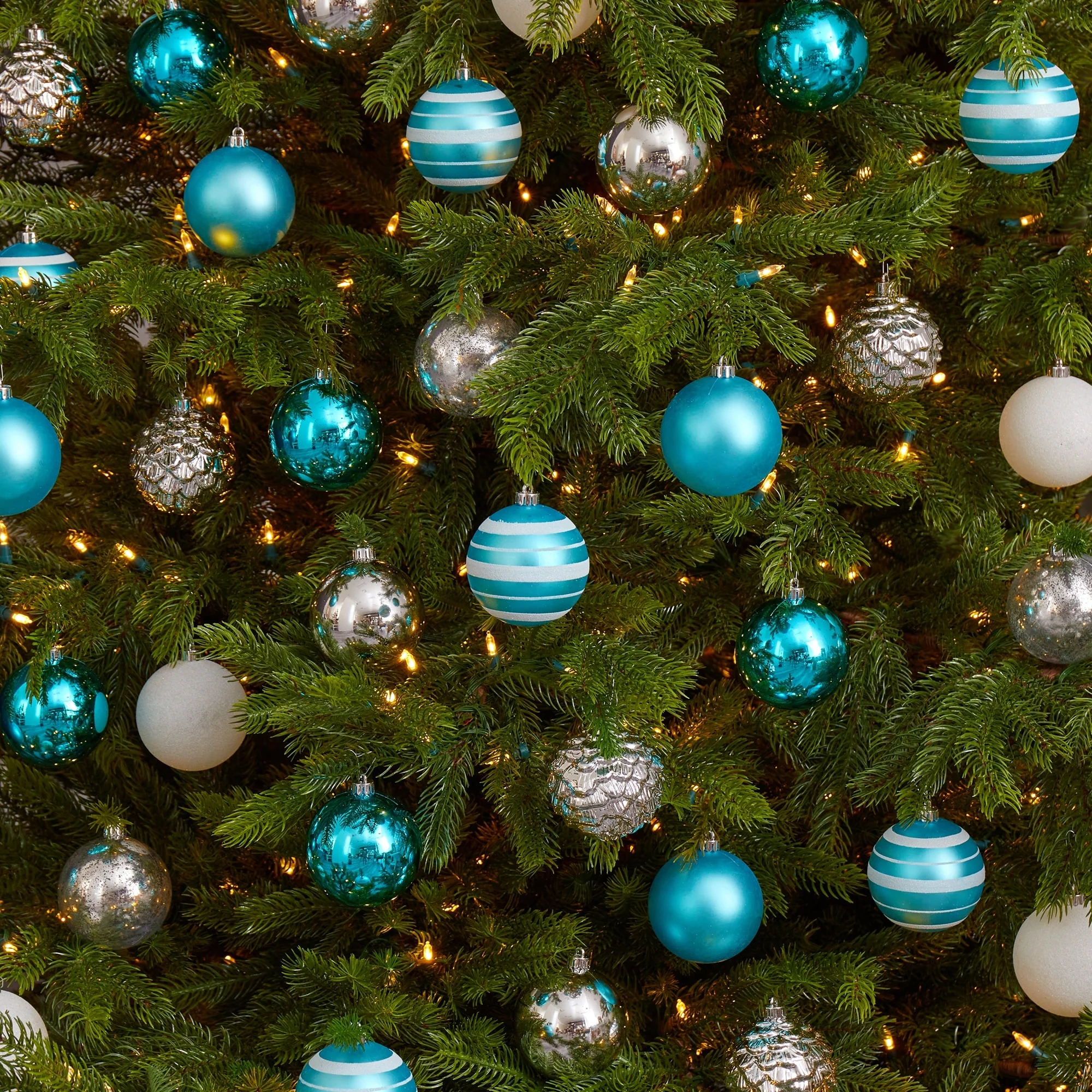 Holiday Shatterproof, 64 Count Christmas Tree Ornament Set, 80mm