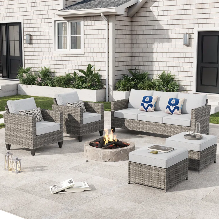 Dzion 5 - Person Outdoor Seating Group with Cushions