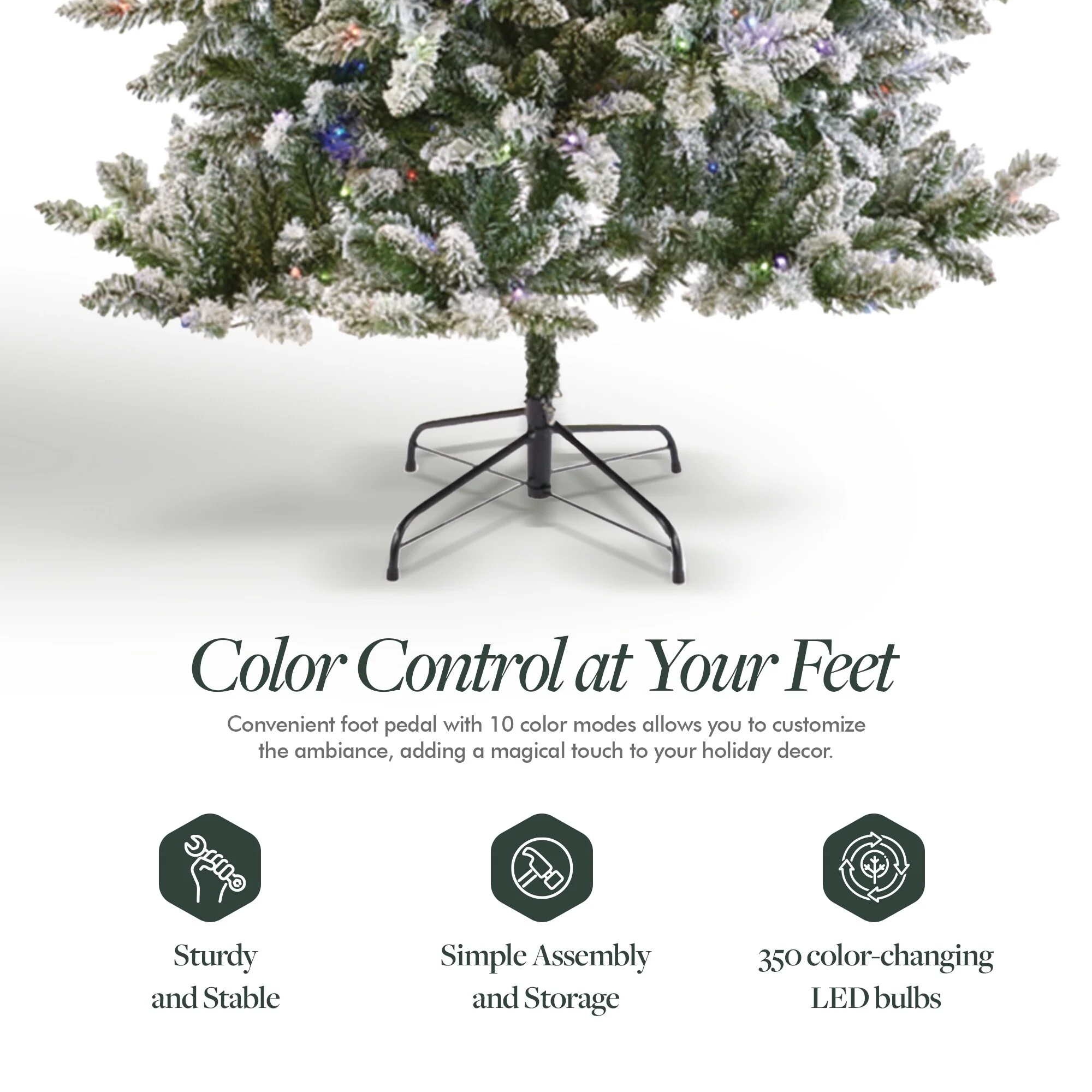 NOMA Cypress 7 ft White Multi-Color LED Pre-Lit Flocked Artificial Christmas Tree - 24.3