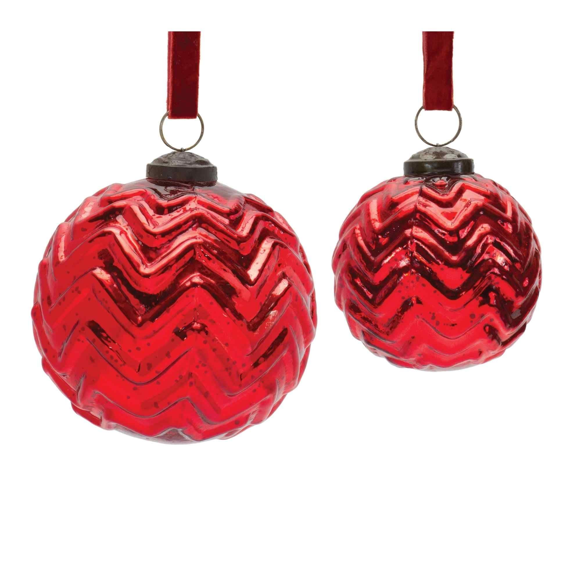 Shiny Finish Chevron Glass Christmas Ball Ornaments 4