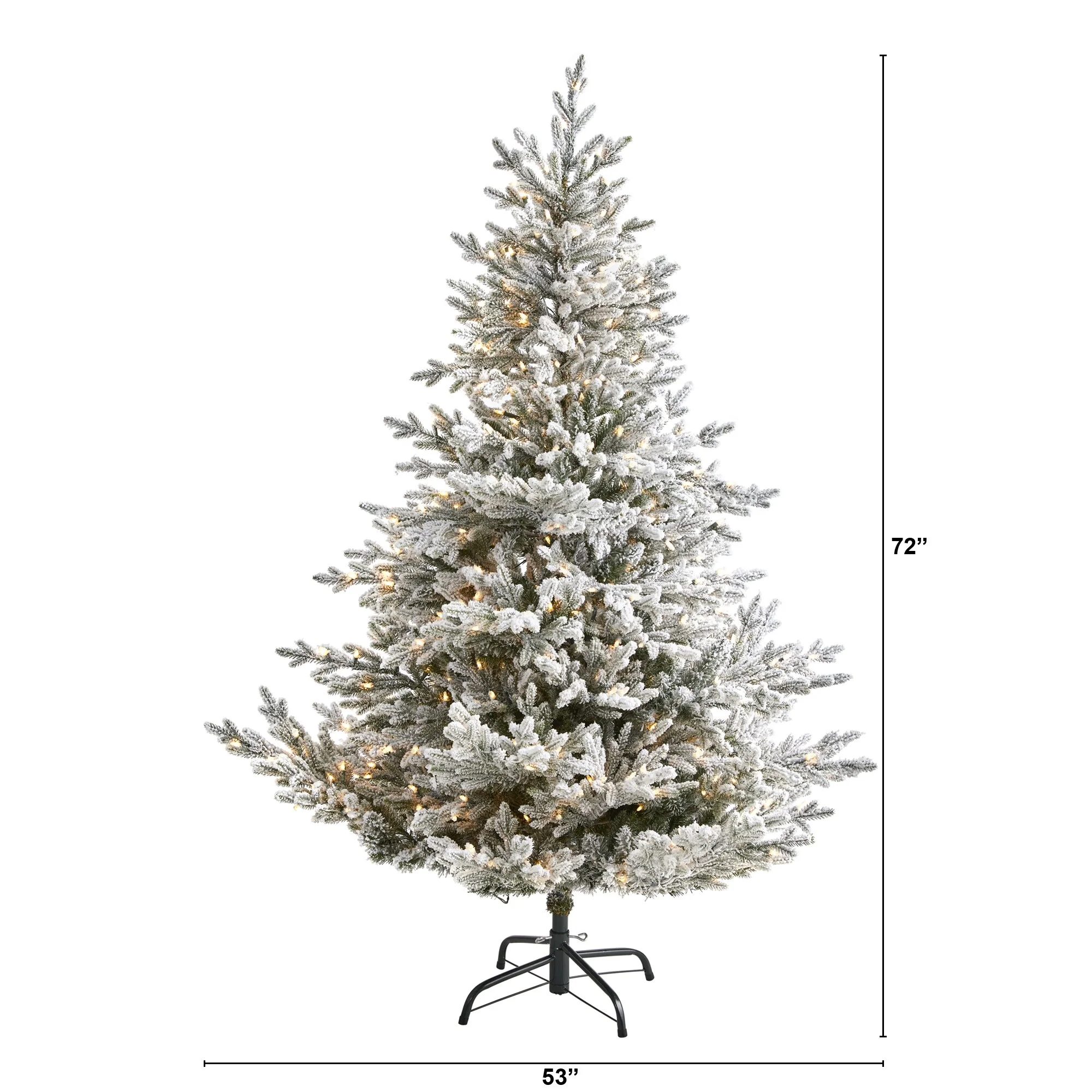 6’ Flocked Fraser Fir Artificial Christmas Tree, Clear LED LIghts - 6 Foot