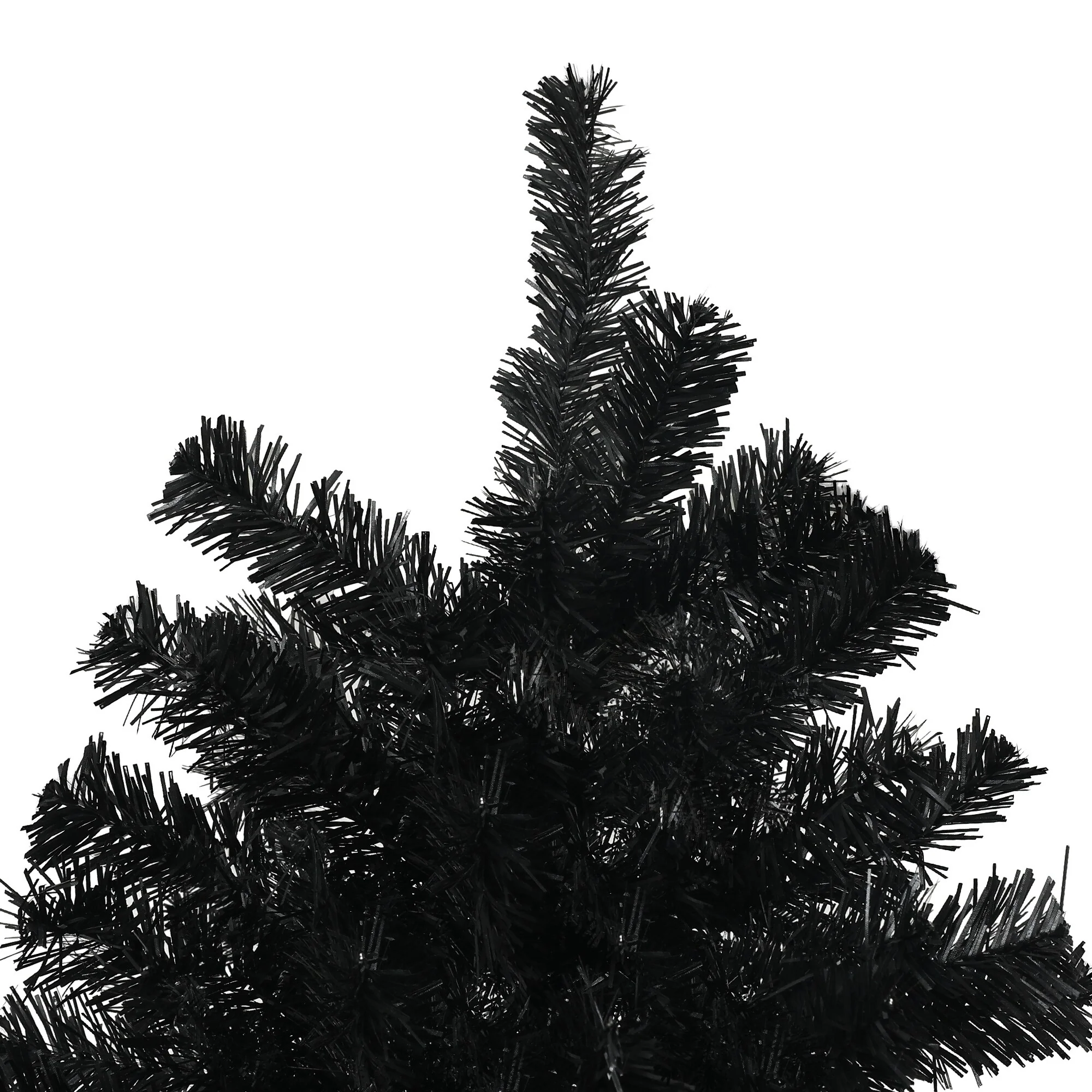 Tall Artificial Christmas Tree, Unlit Xmas Tree With Branch Tips, Auto Open, Steel Base, Holiday Décor For Home Office, Black