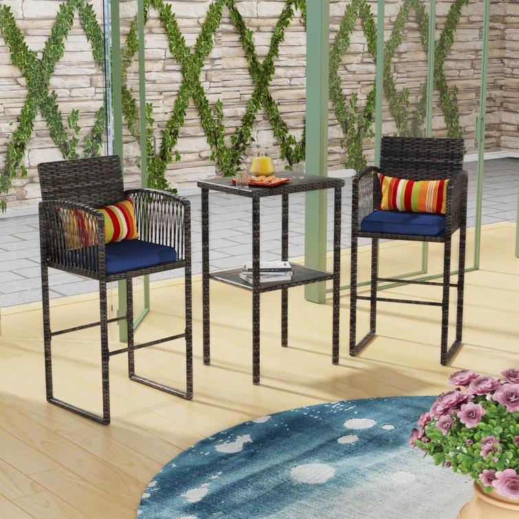 Virgolino 2 - Person Square Outdoor Dining Set with Cushions