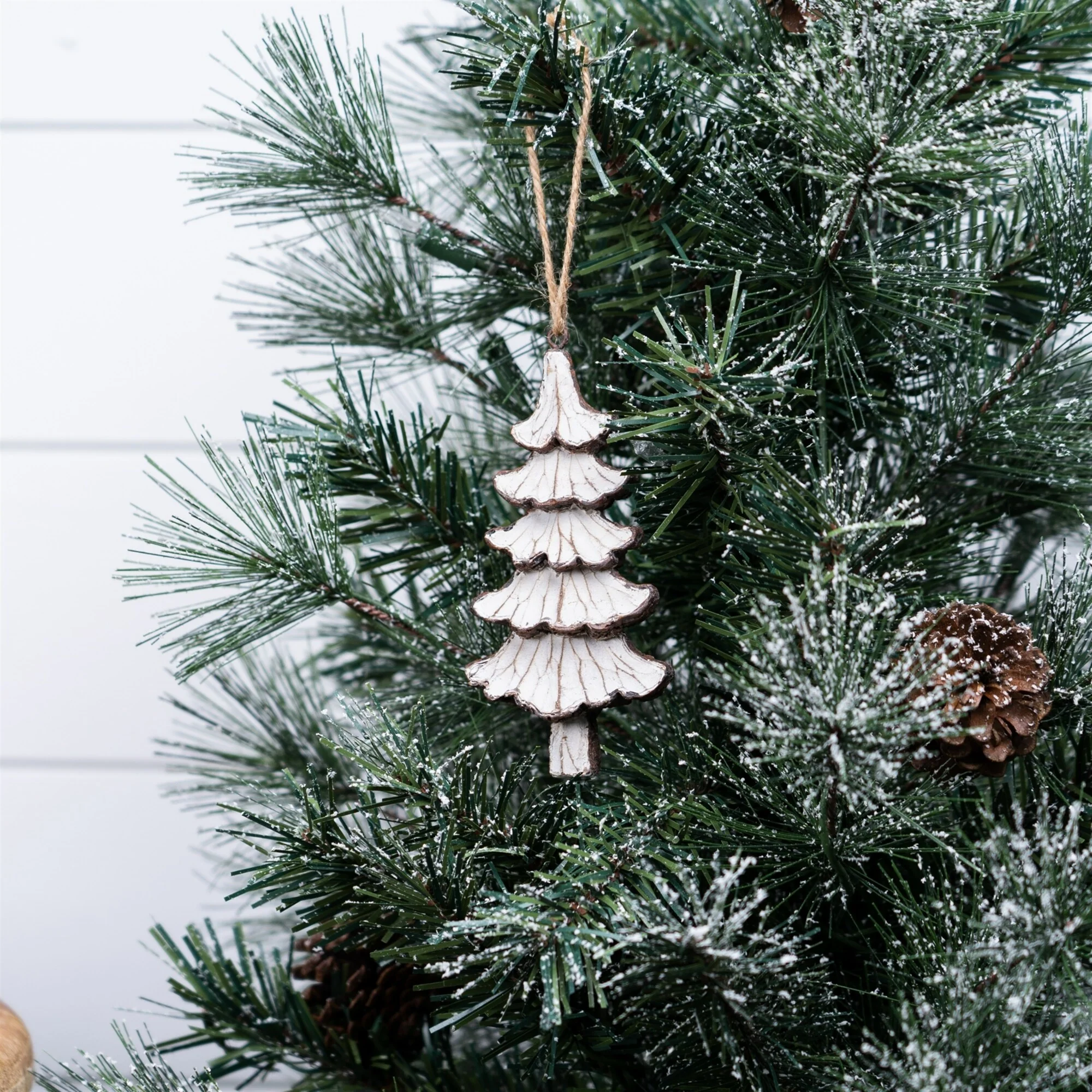 Carved Pine Tree Christmas Ornaments - 5